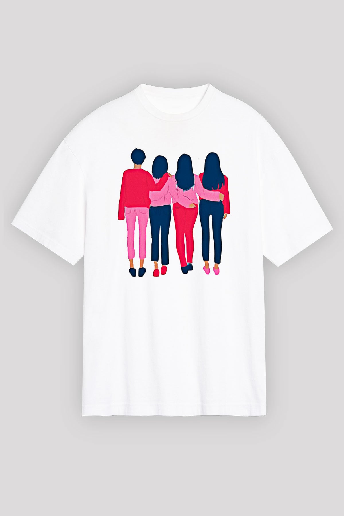 Kadınlar Günü Baskılı Beyaz Unisex Oversize Tişört - Tshirt