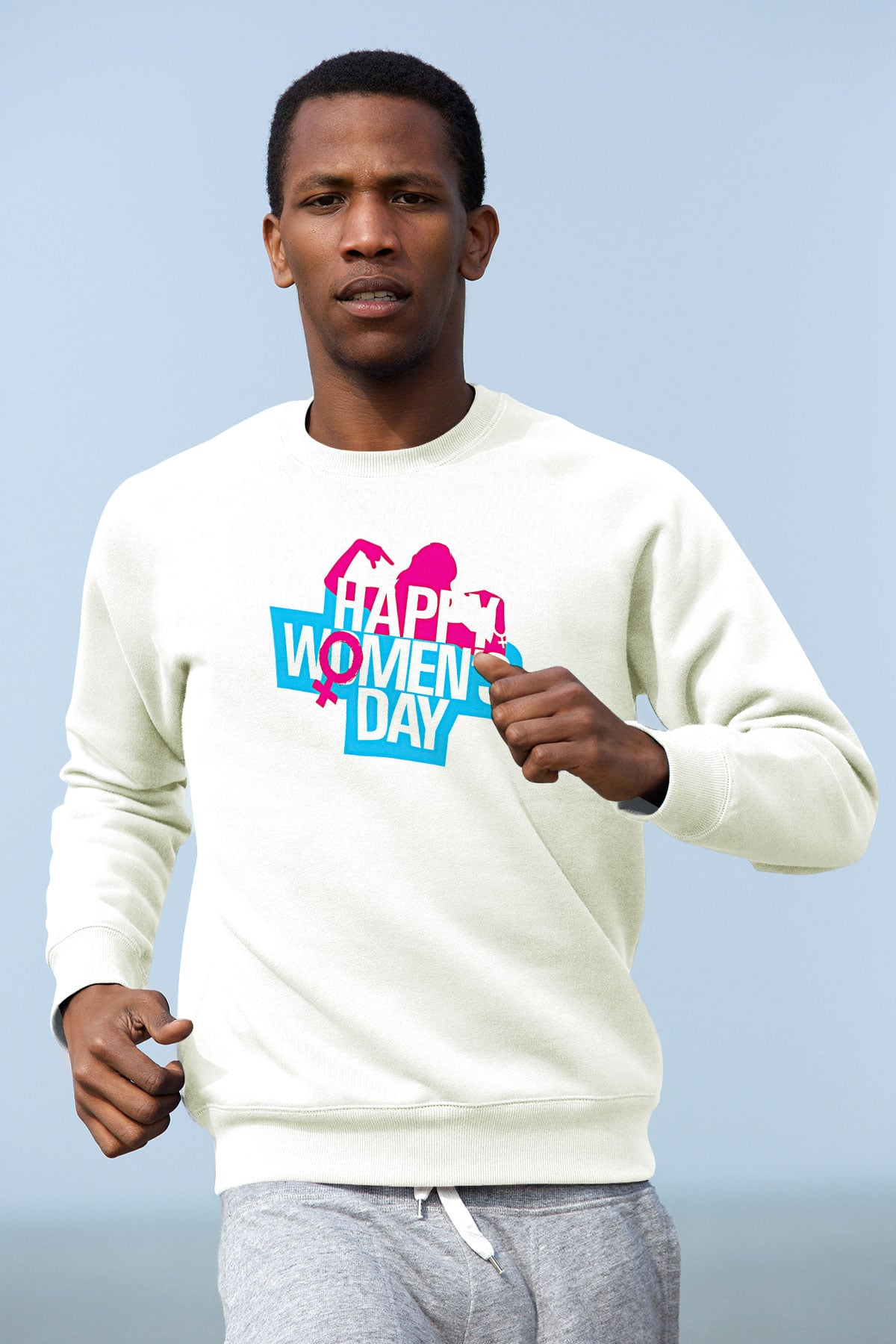 Kadınlar Günü Baskılı Beyaz Unisex Sweatshirt