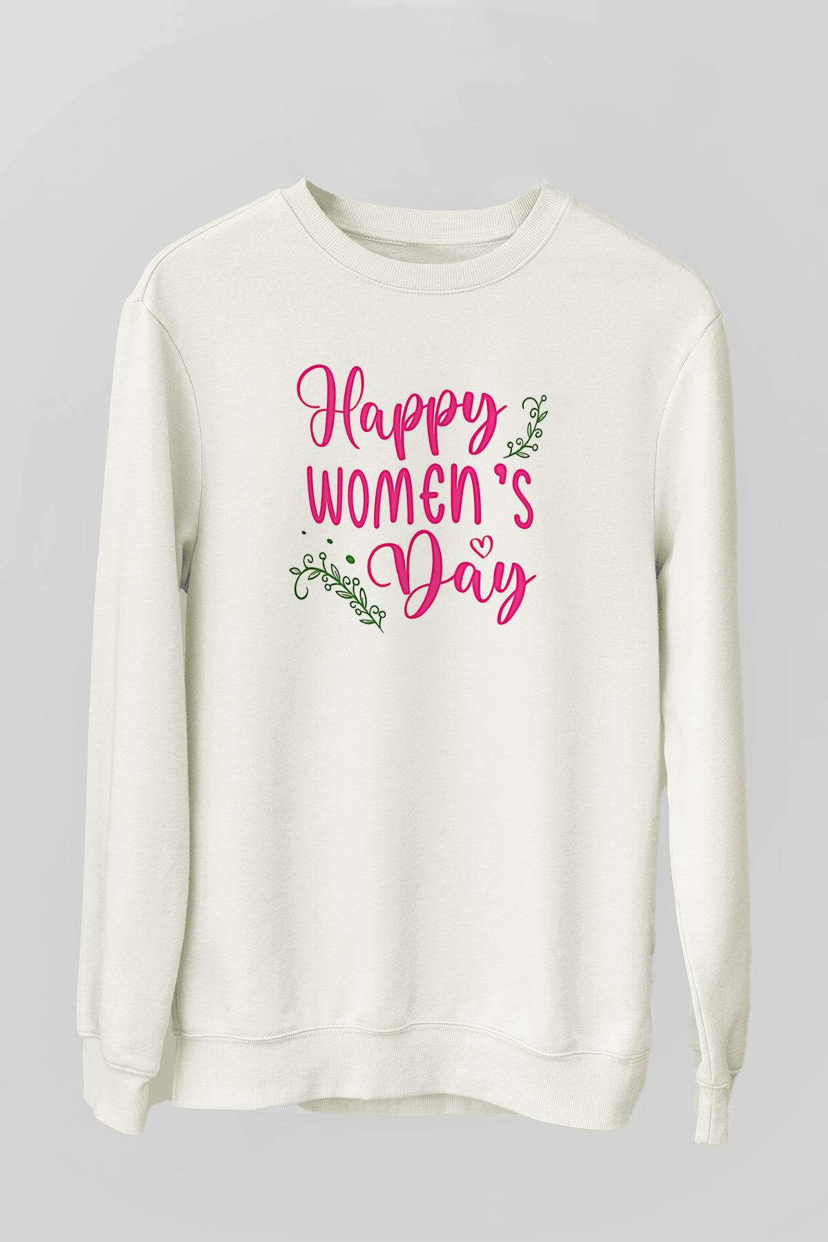 Kadınlar Günü Baskılı Beyaz Unisex Sweatshirt