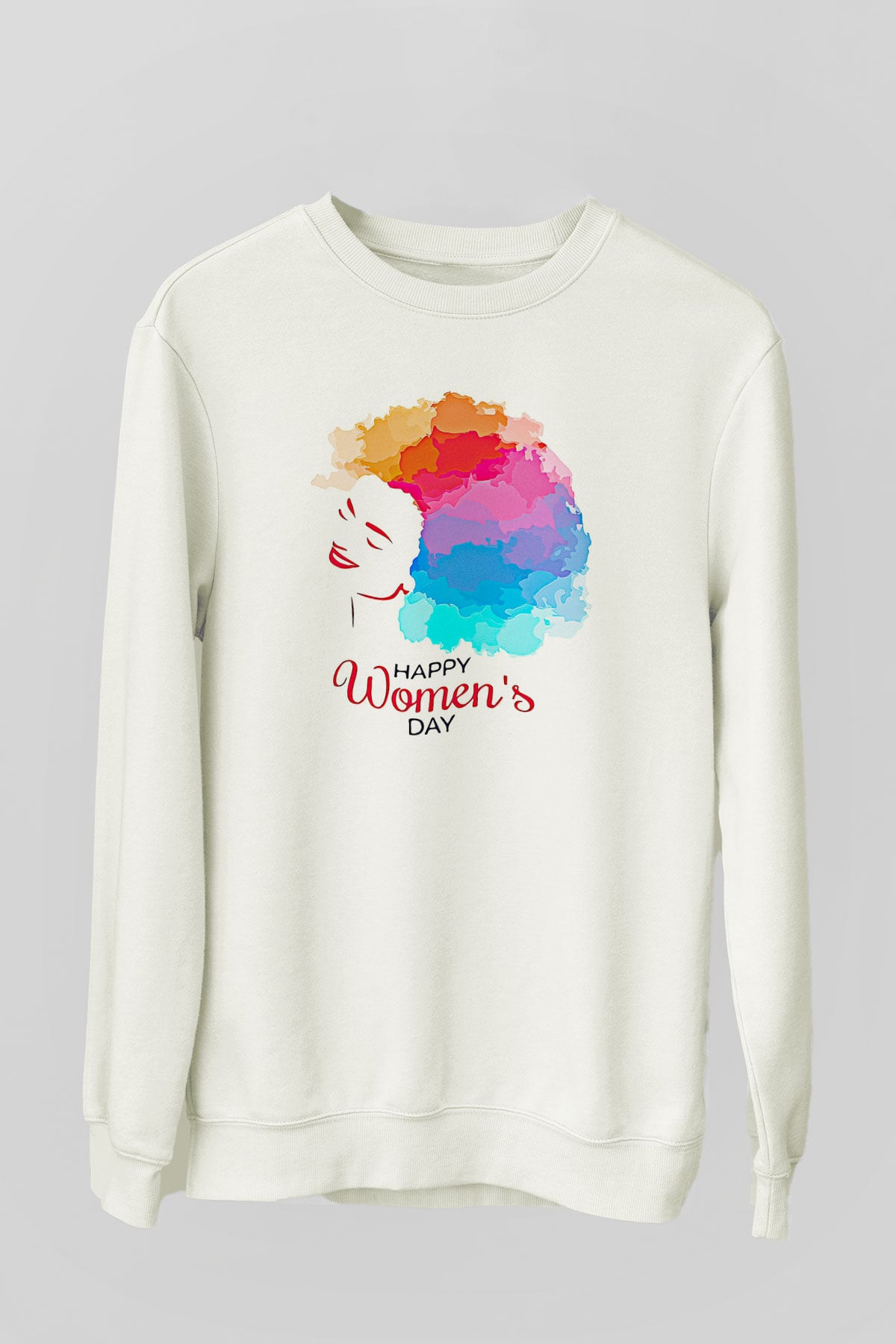 Kadınlar Günü Baskılı Beyaz Unisex Sweatshirt