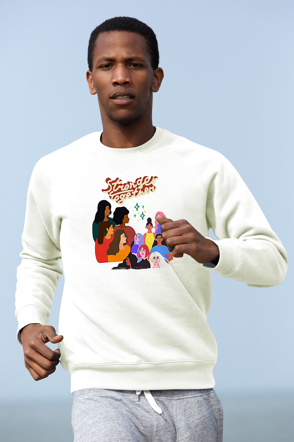Kadınlar Günü Baskılı Beyaz Unisex Sweatshirt