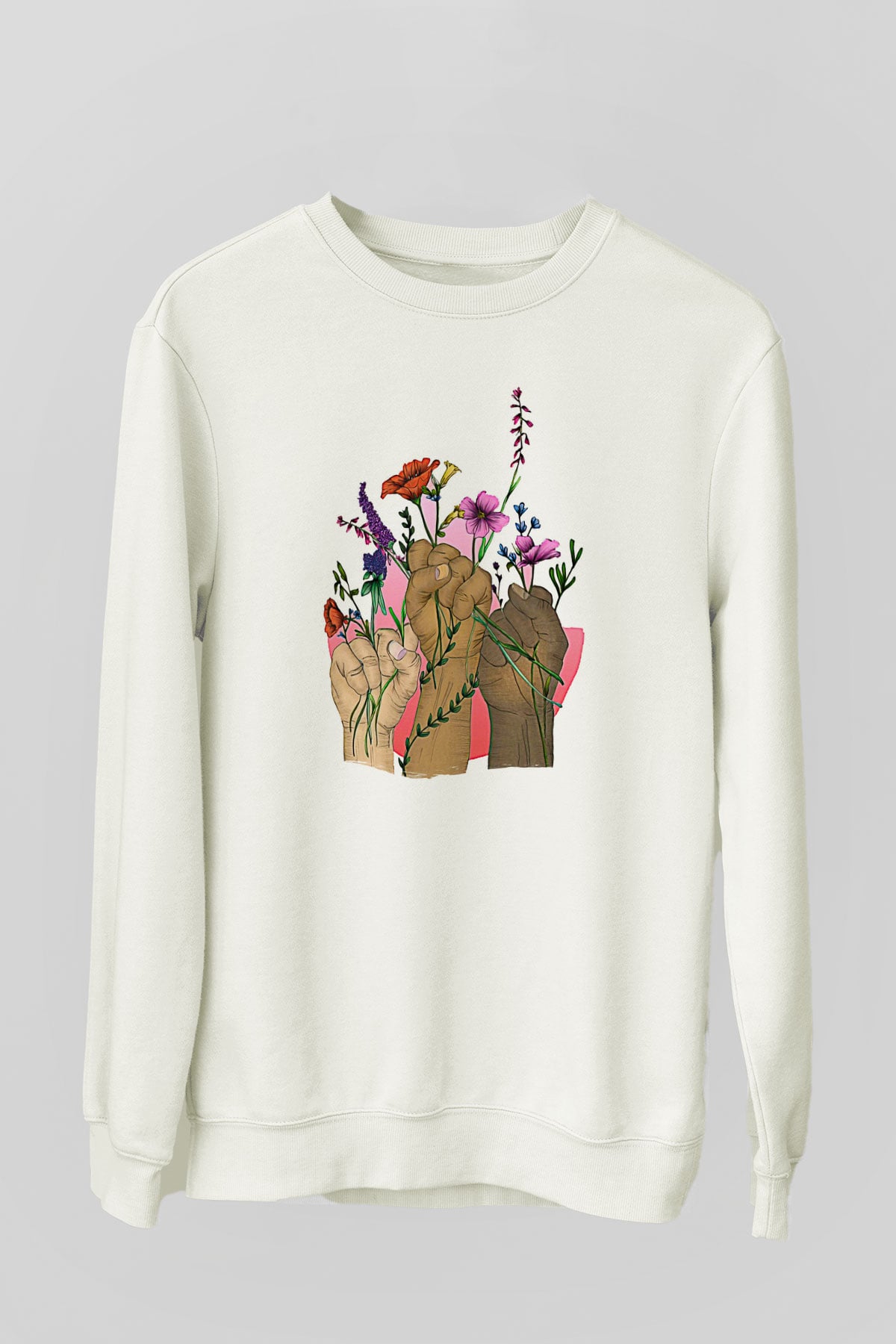 Kadınlar Günü Baskılı Beyaz Unisex Sweatshirt