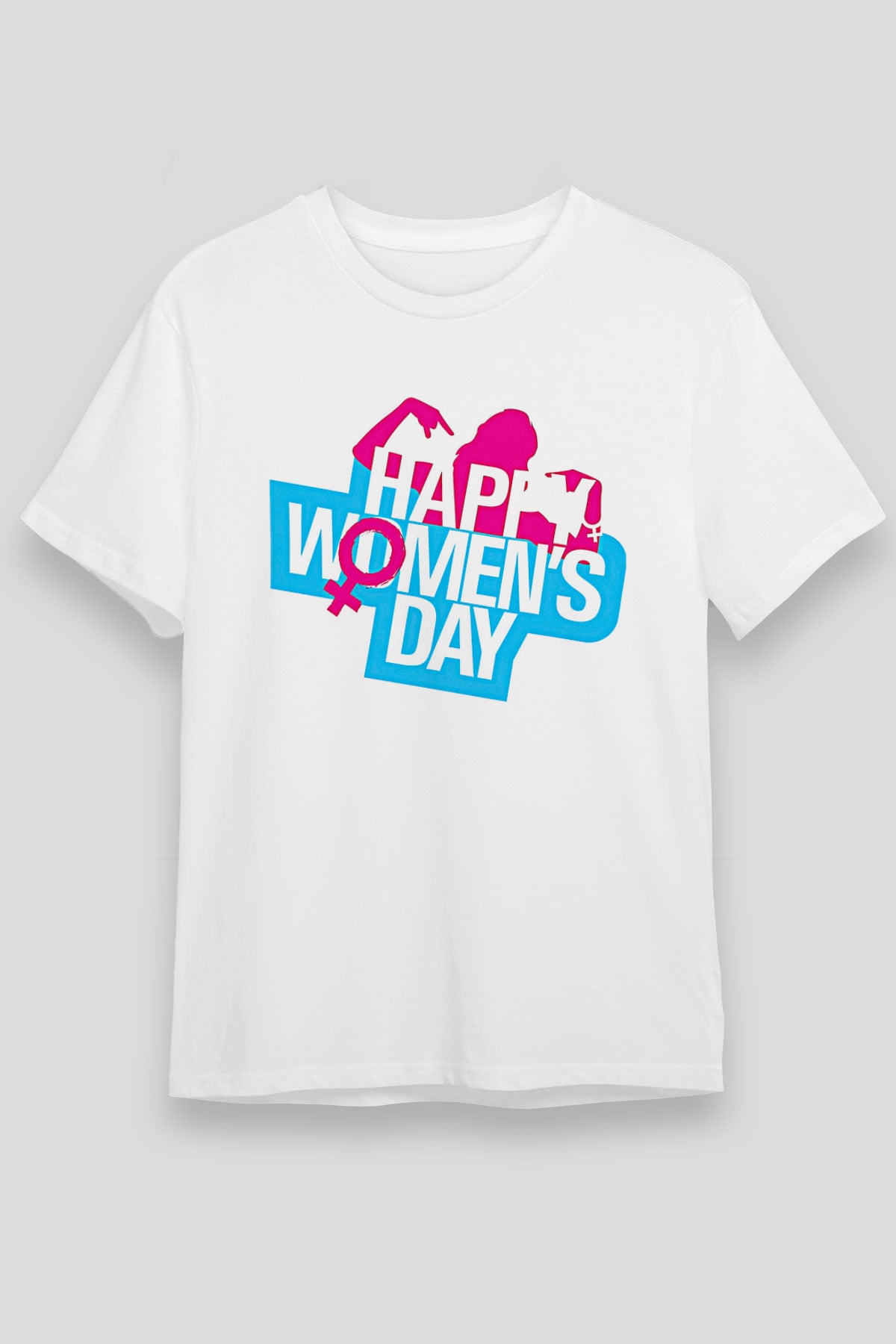 Kadınlar Günü Baskılı Unisex Beyaz Tişört - Tshirt