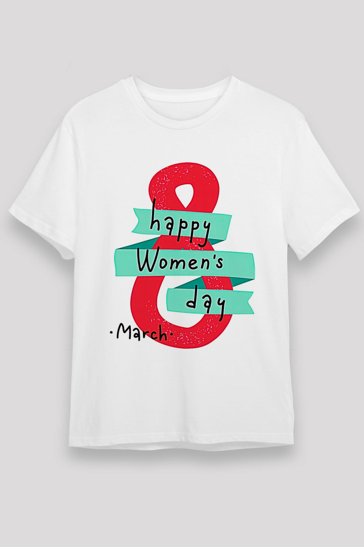 Kadınlar Günü Baskılı Unisex Beyaz Tişört - Tshirt
