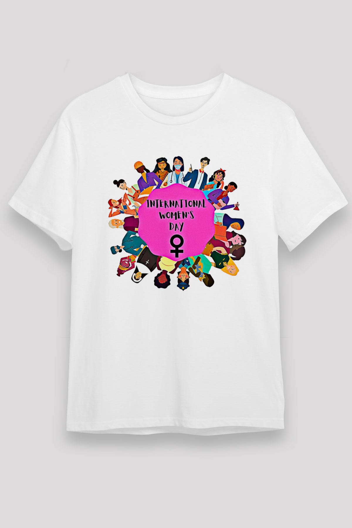Kadınlar Günü Baskılı Unisex Beyaz Tişört - Tshirt
