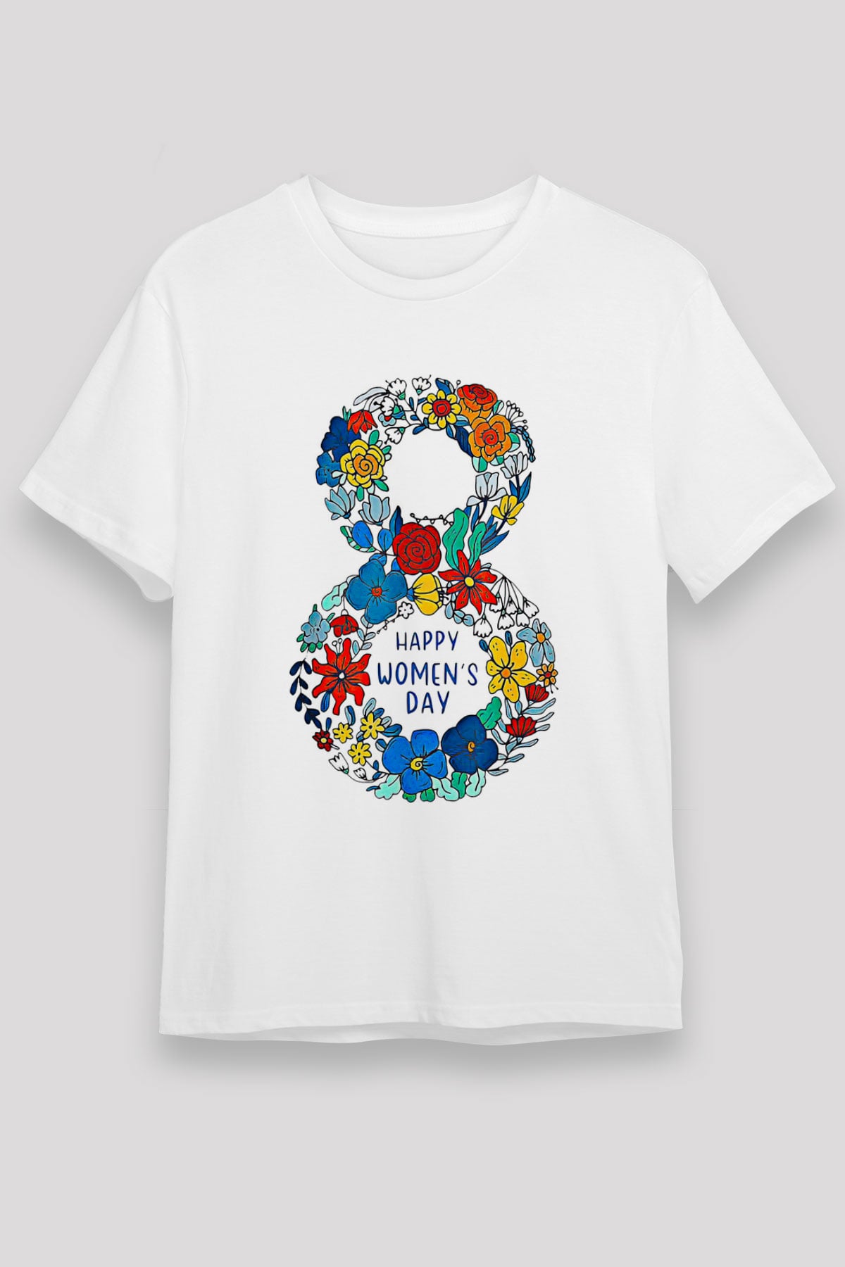 Kadınlar Günü Baskılı Unisex Beyaz Tişört - Tshirt