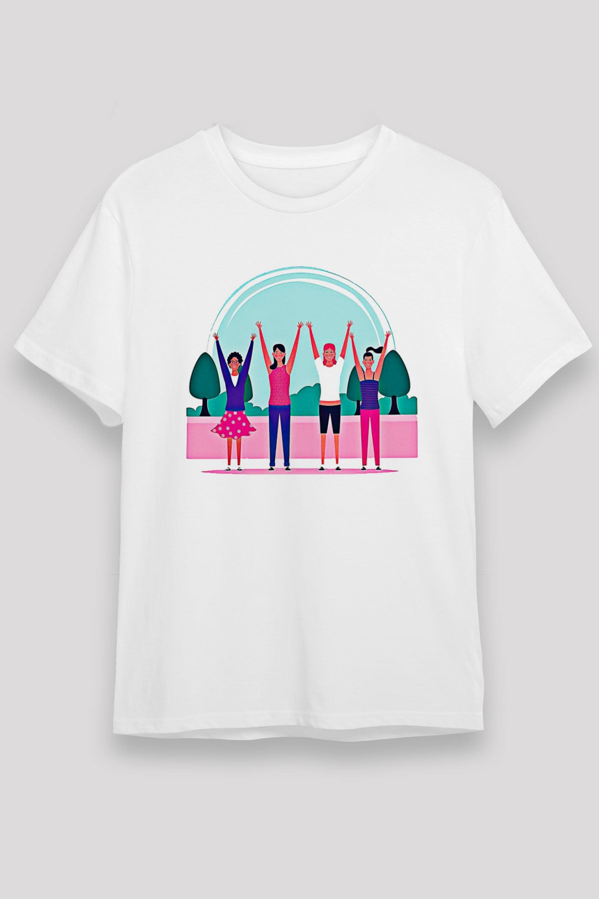 Kadınlar Günü Baskılı Unisex Beyaz Tişört - Tshirt
