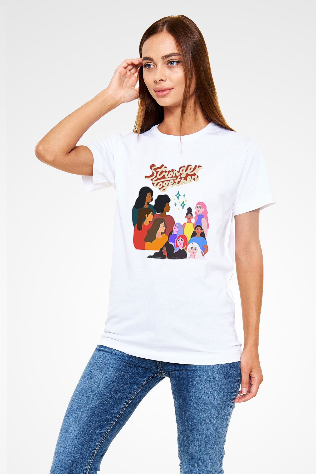 Kadınlar Günü Baskılı Unisex Beyaz Tişört - Tshirt