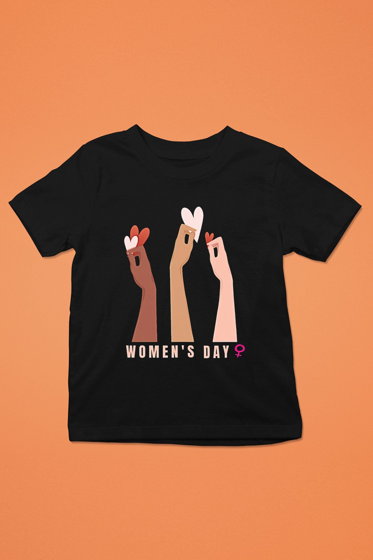Kadınlar Günü Baskılı Unisex Siyah Çocuk Tişört - Tshirt