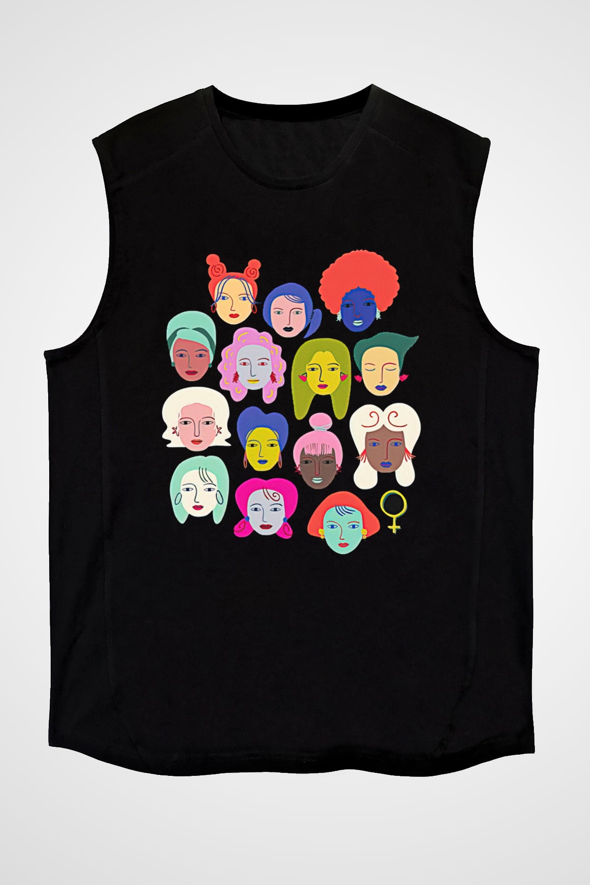 Kadınlar Günü Baskılı Unisex Siyah Kolsuz Tişört - Tshirt