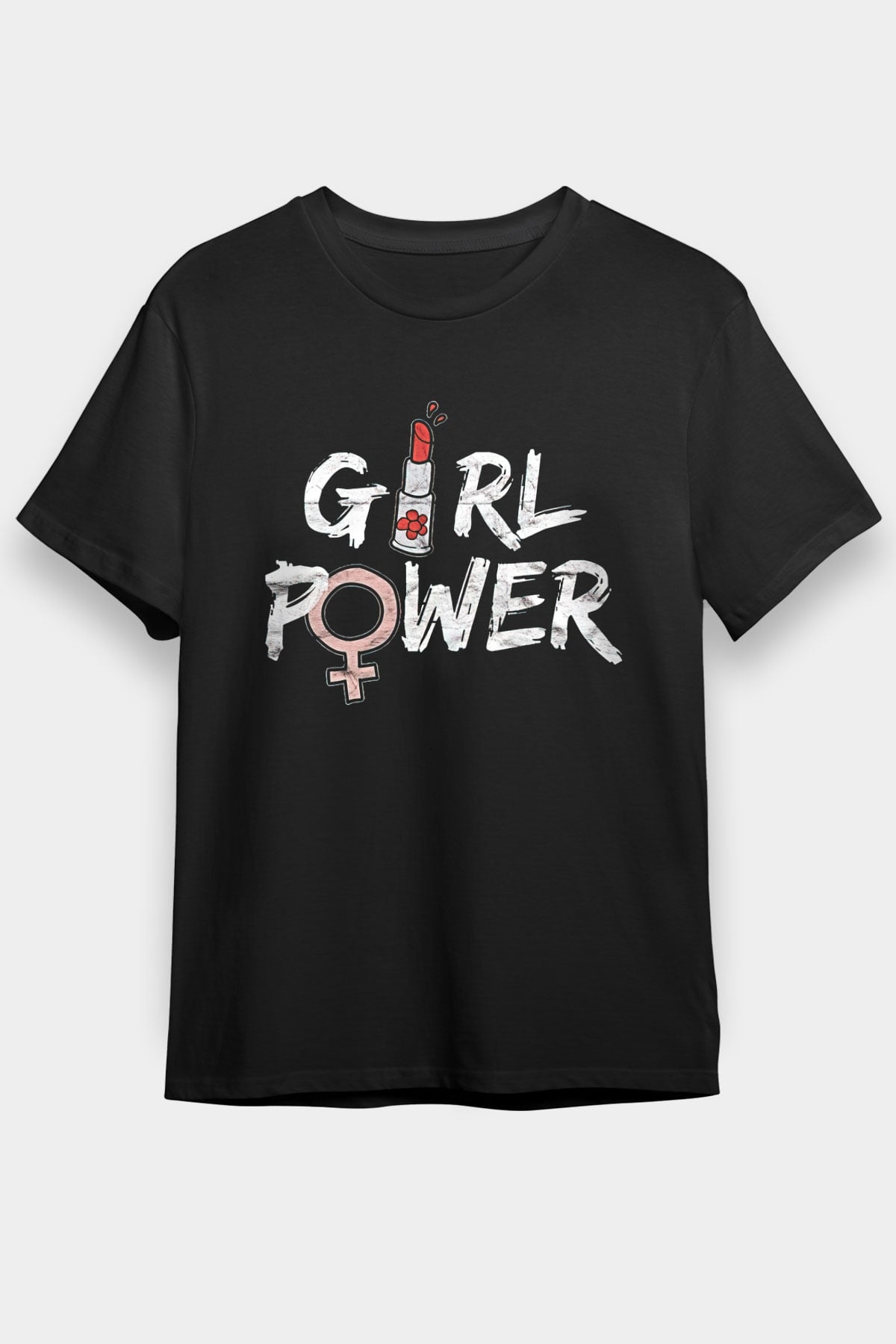 Kadınlar Günü Baskılı Unisex Siyah Tişört - Tshirt