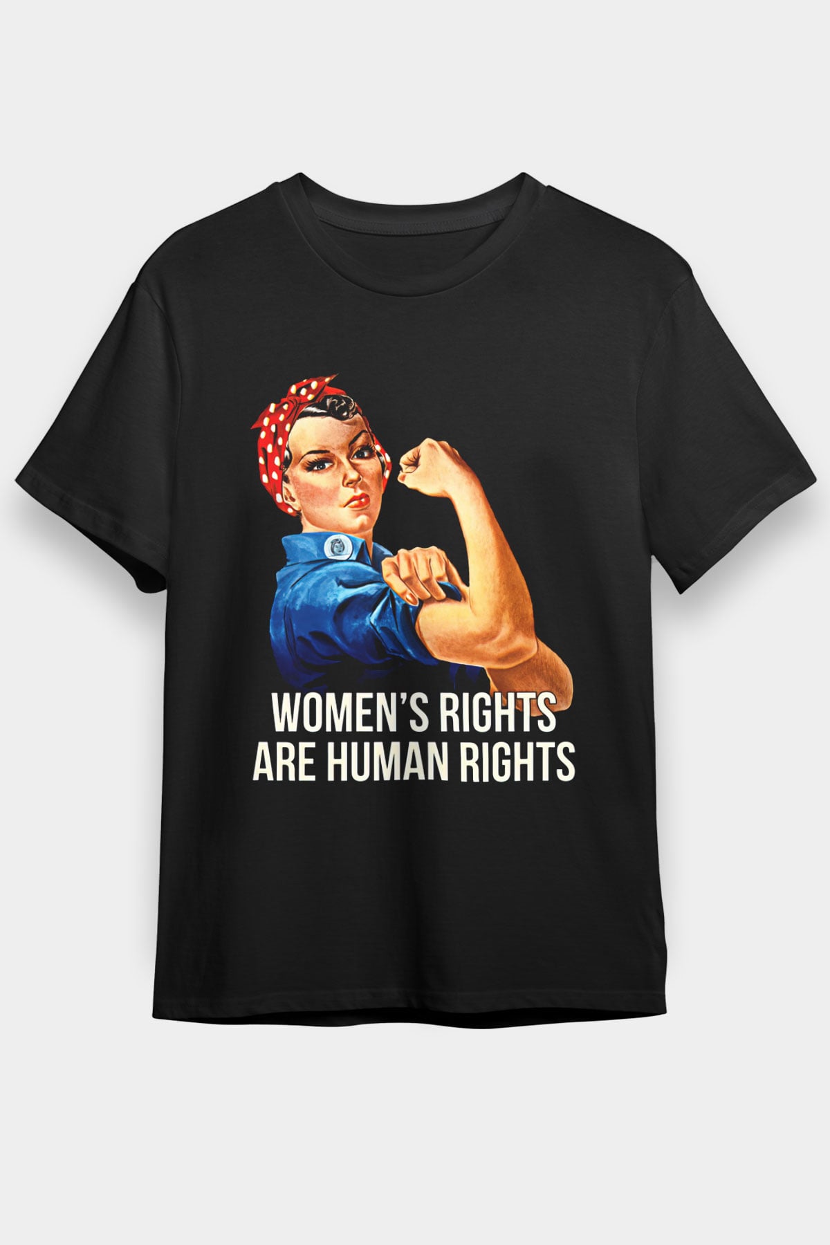 Kadınlar Günü Baskılı Unisex Siyah Tişört - Tshirt