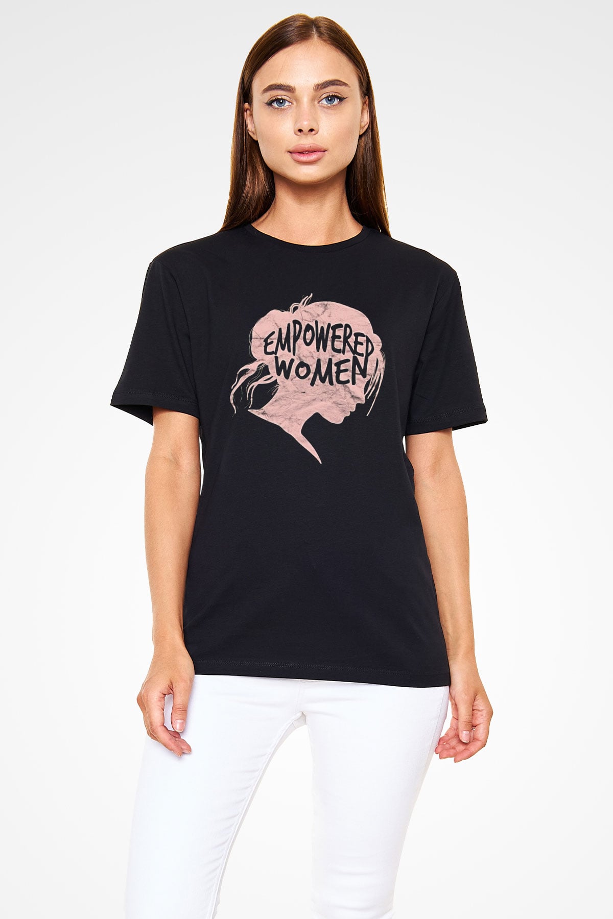 Kadınlar Günü Baskılı Unisex Siyah Tişört - Tshirt