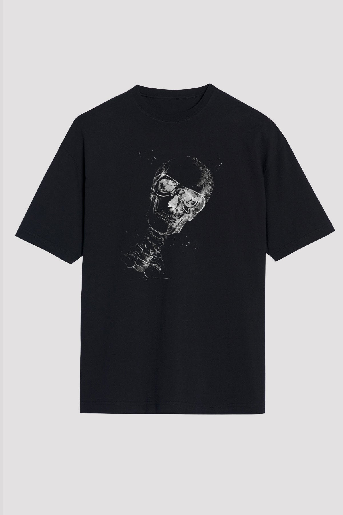 Kafatası Anatomi Baskılı Unisex Oversize Tişört - Tshirt