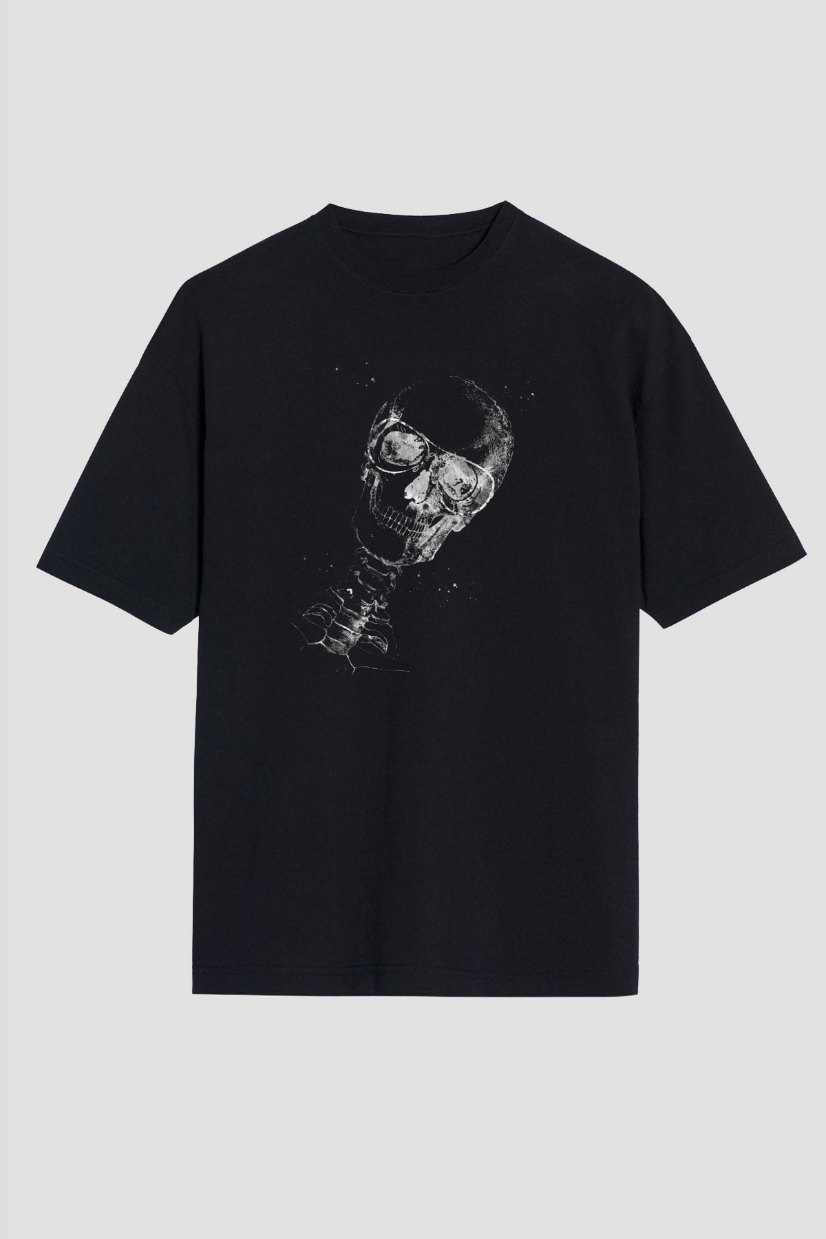 Kafatası Anatomi Baskılı Unisex Oversize Tişört - Tshirt