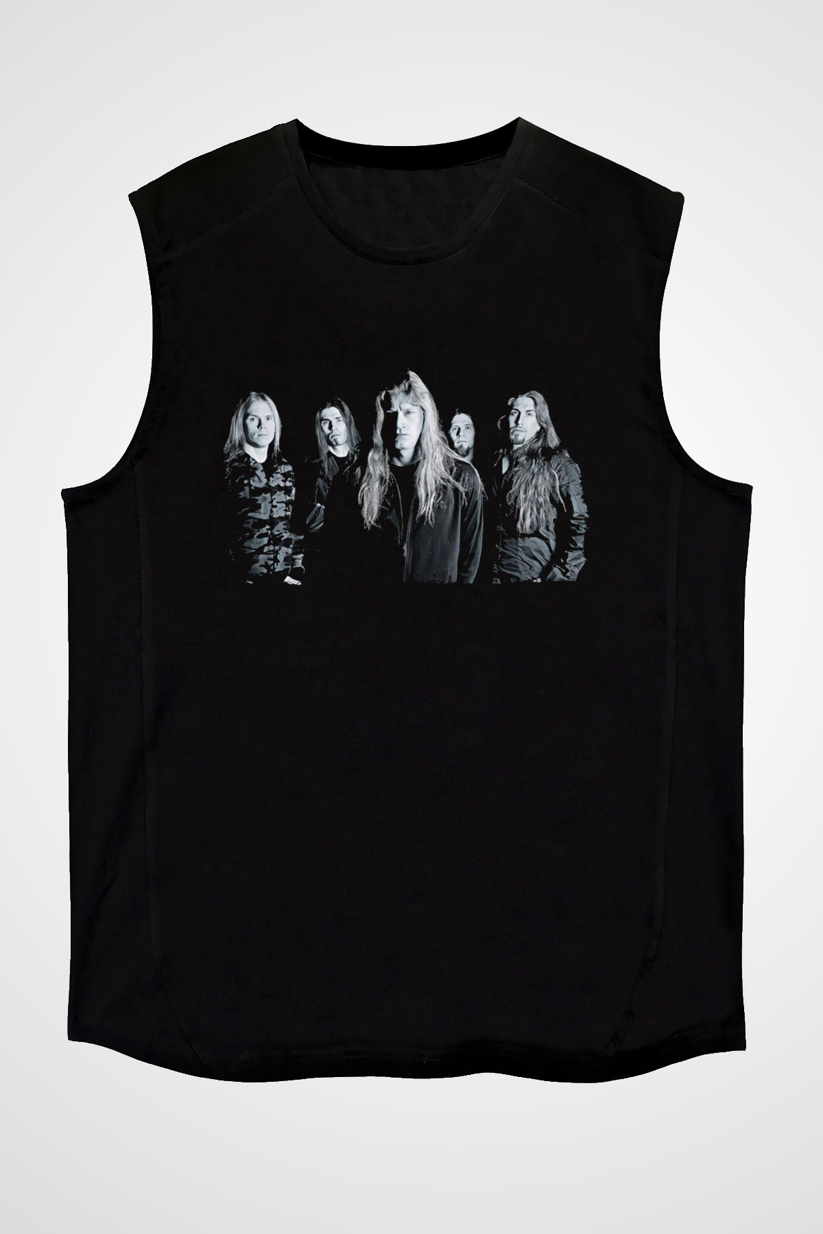 Kalmah Baskılı Unisex Siyah Kolsuz Tişört - Tshirt