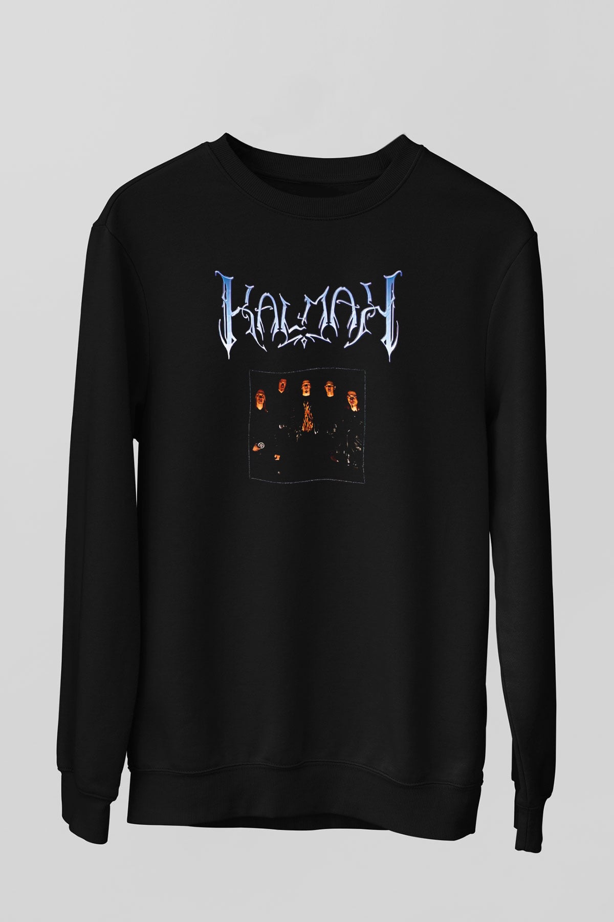 Kalmah Baskılı Unisex Siyah Sweatshirt