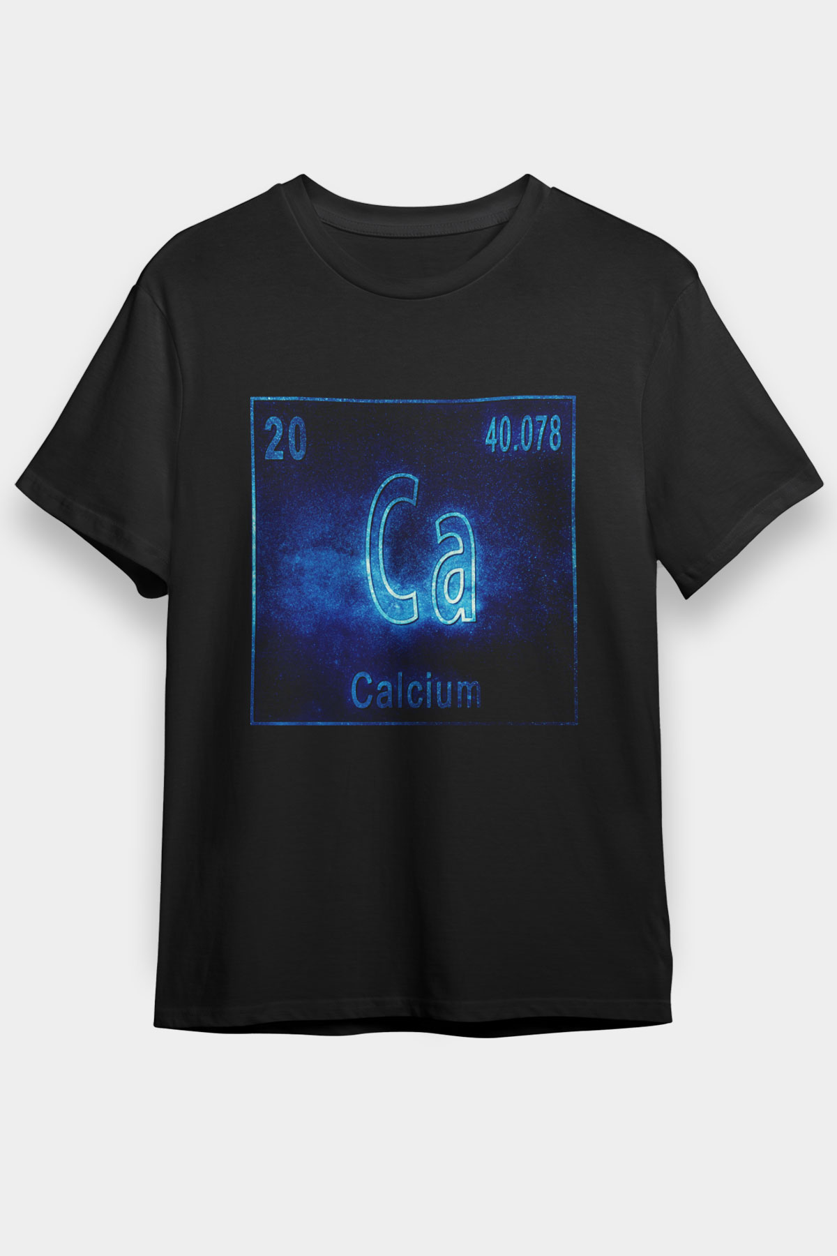 Kalsiyum Atom Numarası Baskılı Unisex Siyah Tişört