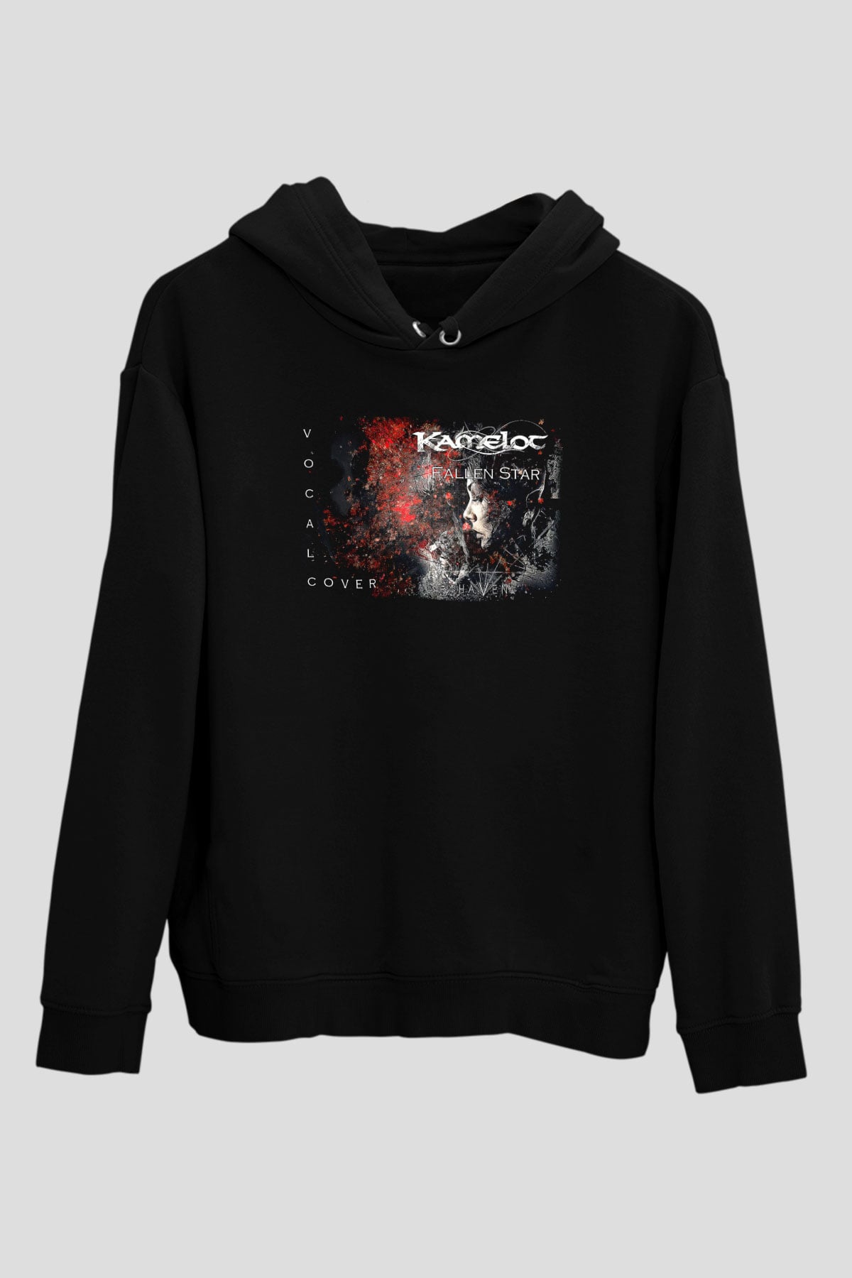 Kamelot Baskılı Unisex Siyah Kapüşonlu Sweatshirt
