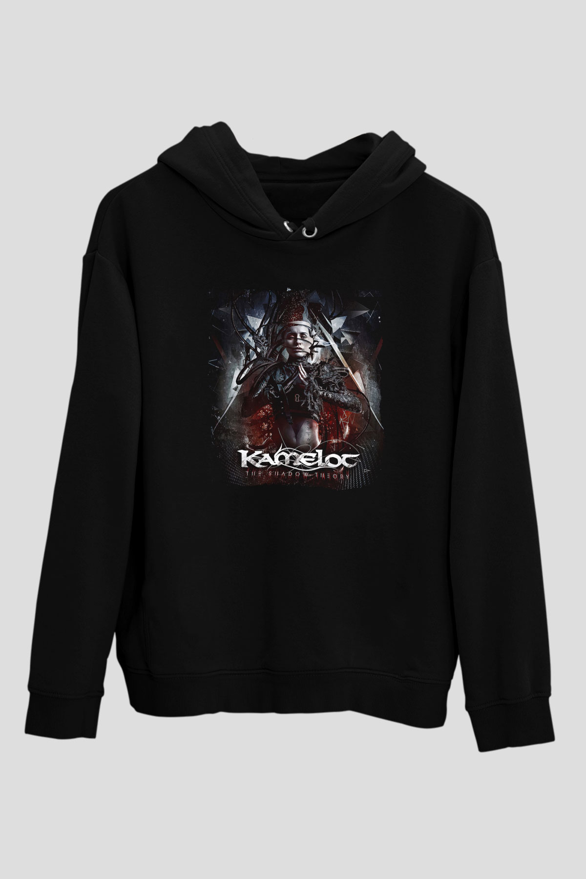 Kamelot Baskılı Unisex Siyah Kapüşonlu Sweatshirt