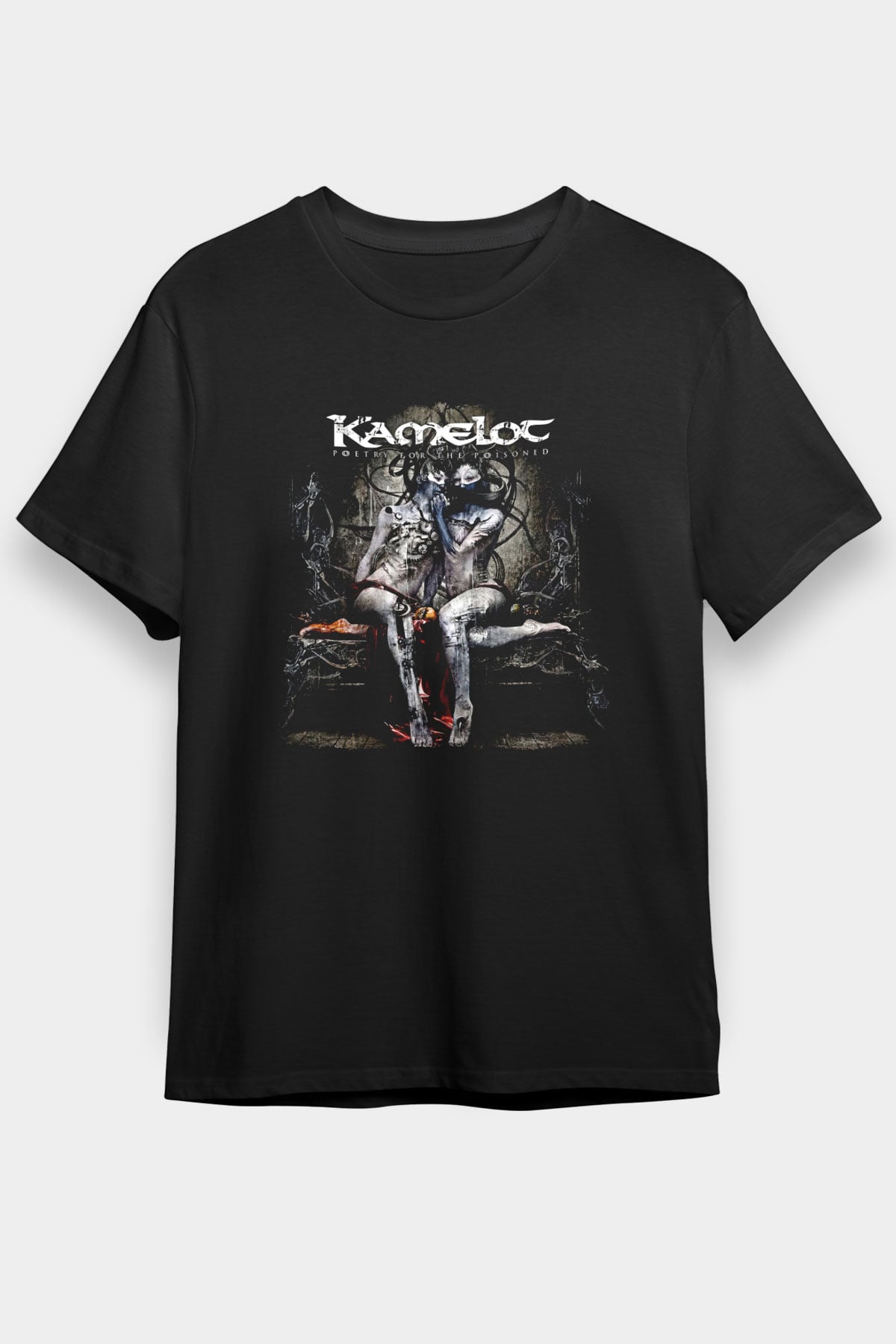 Kamelot Baskılı Unisex Siyah Tişört - Tshirt