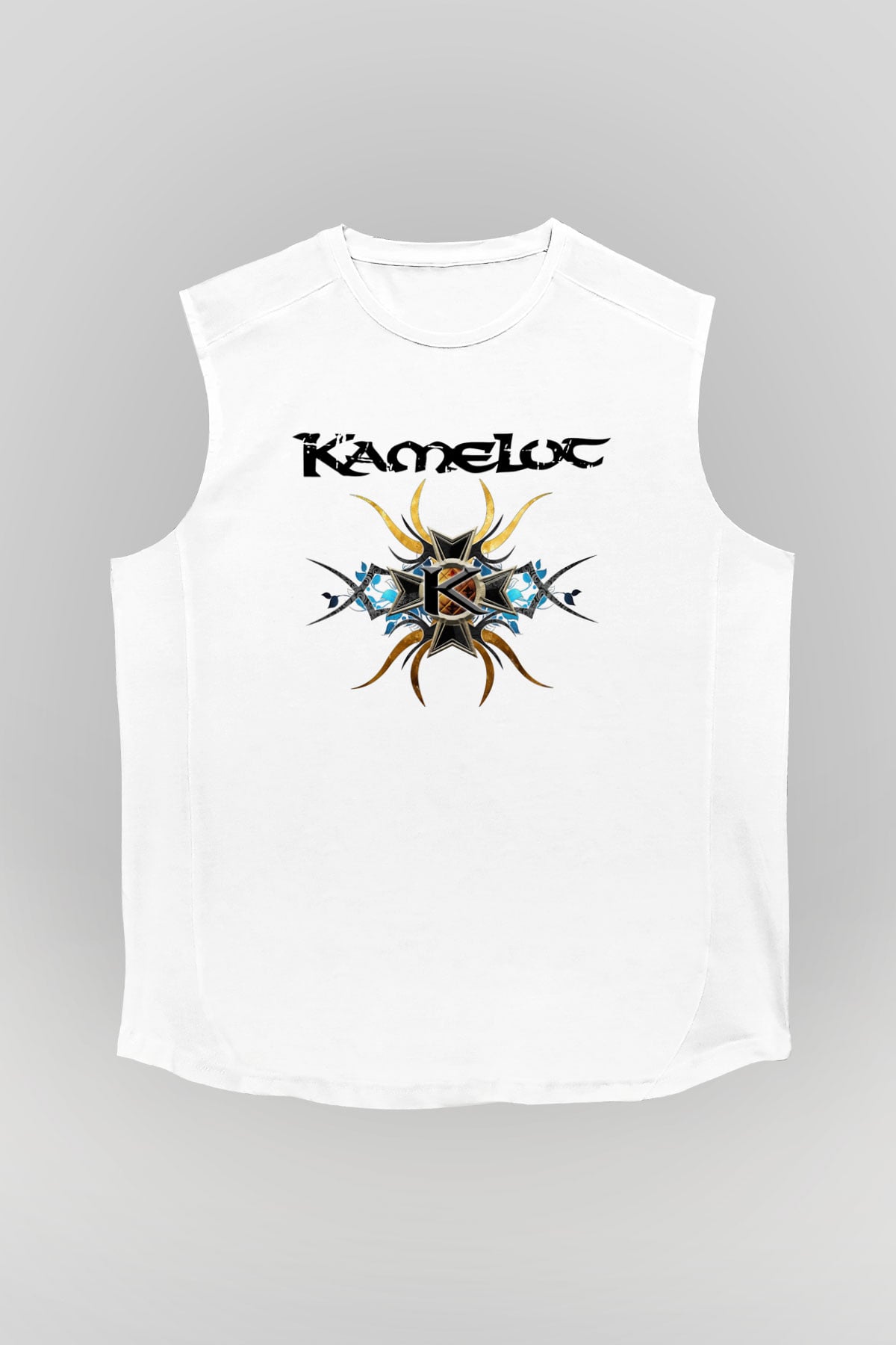 Kamelot Beyaz Unisex Kolsuz Tişört
