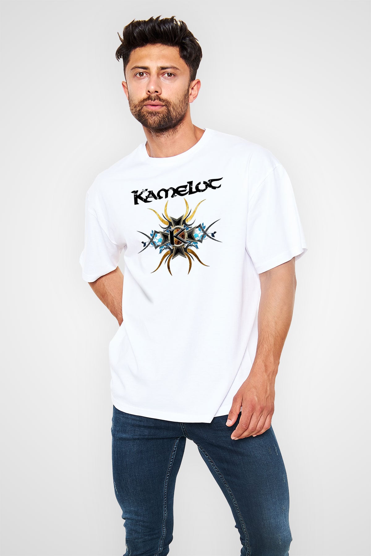 Kamelot Beyaz Unisex Tişört T-Shirt - TişörtFabrikası