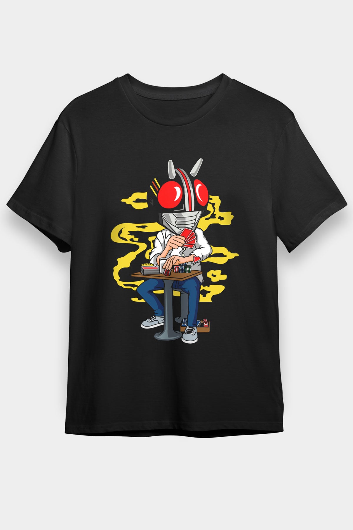 Kamen Gambler Baskılı Unisex Siyah Tişört