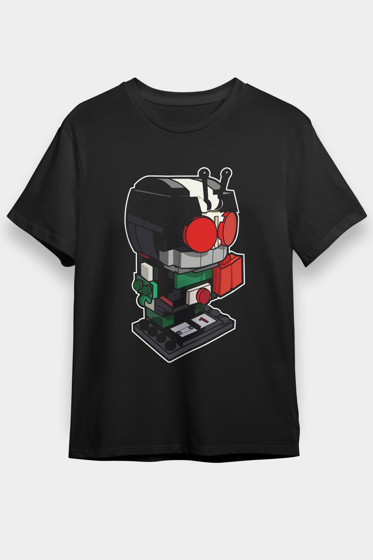 Kamen Rider Lego Baskılı Siyah Unisex Tişört