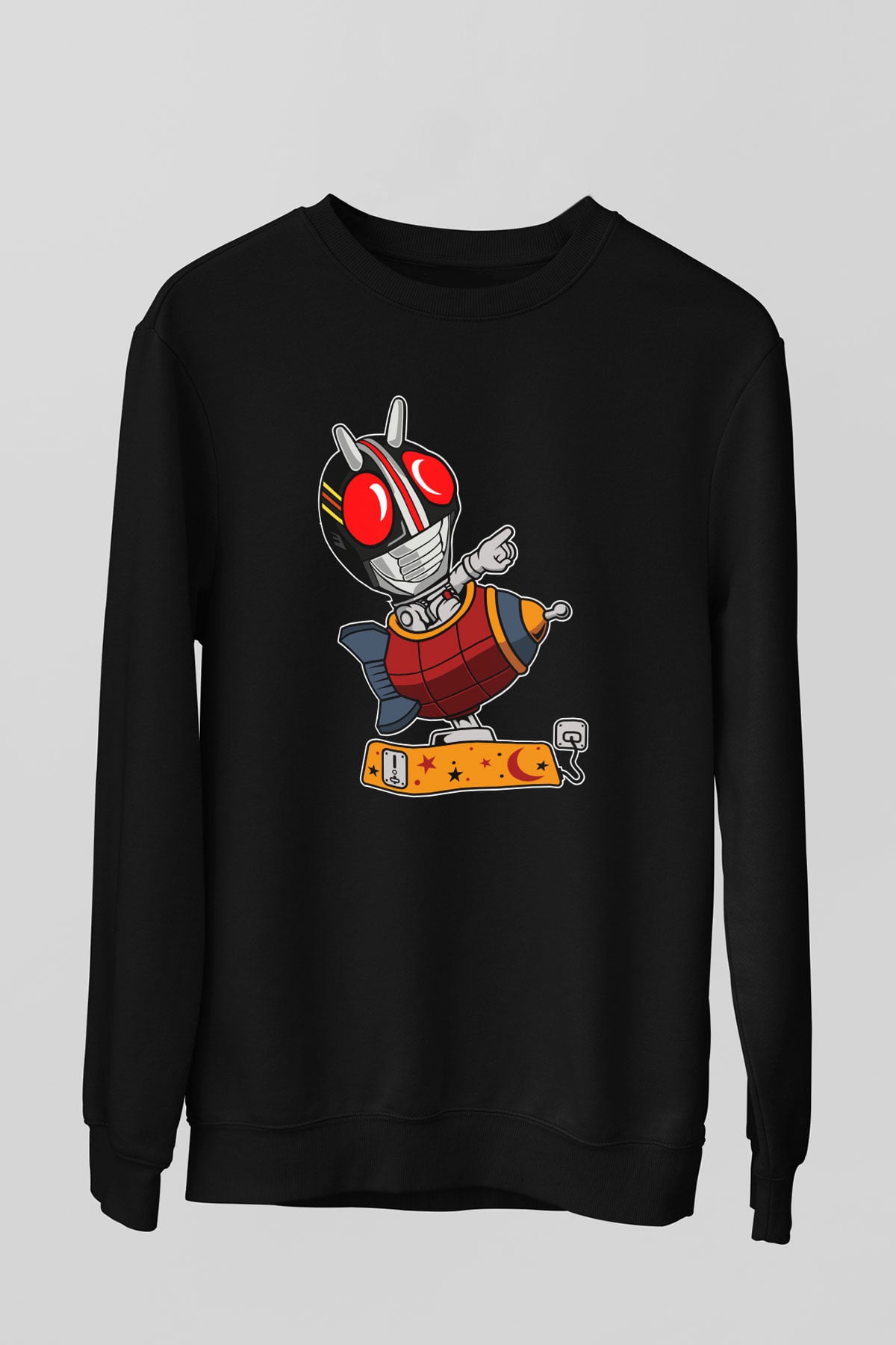 Kamen Rocket Baskılı Siyah Unisex Sweatshirt