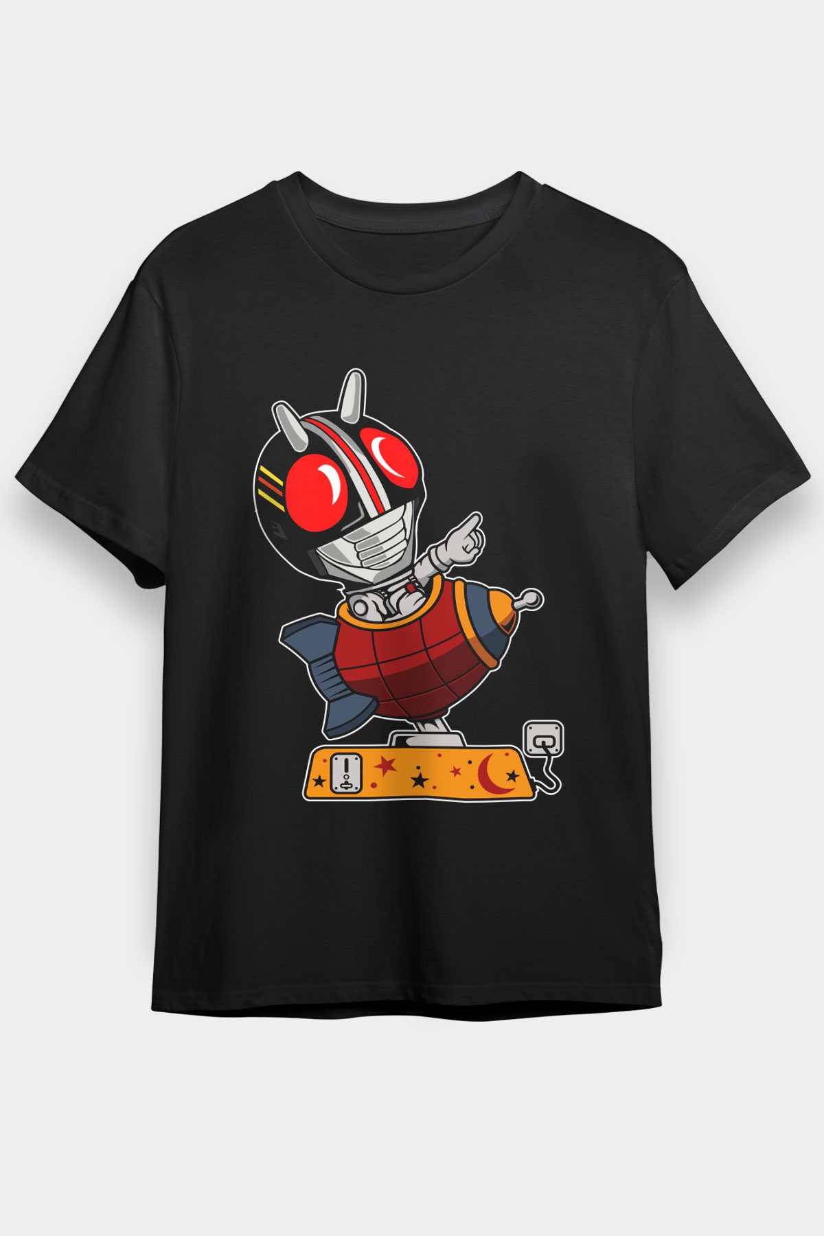 Kamen Rocket Baskılı Siyah Unisex Tişört