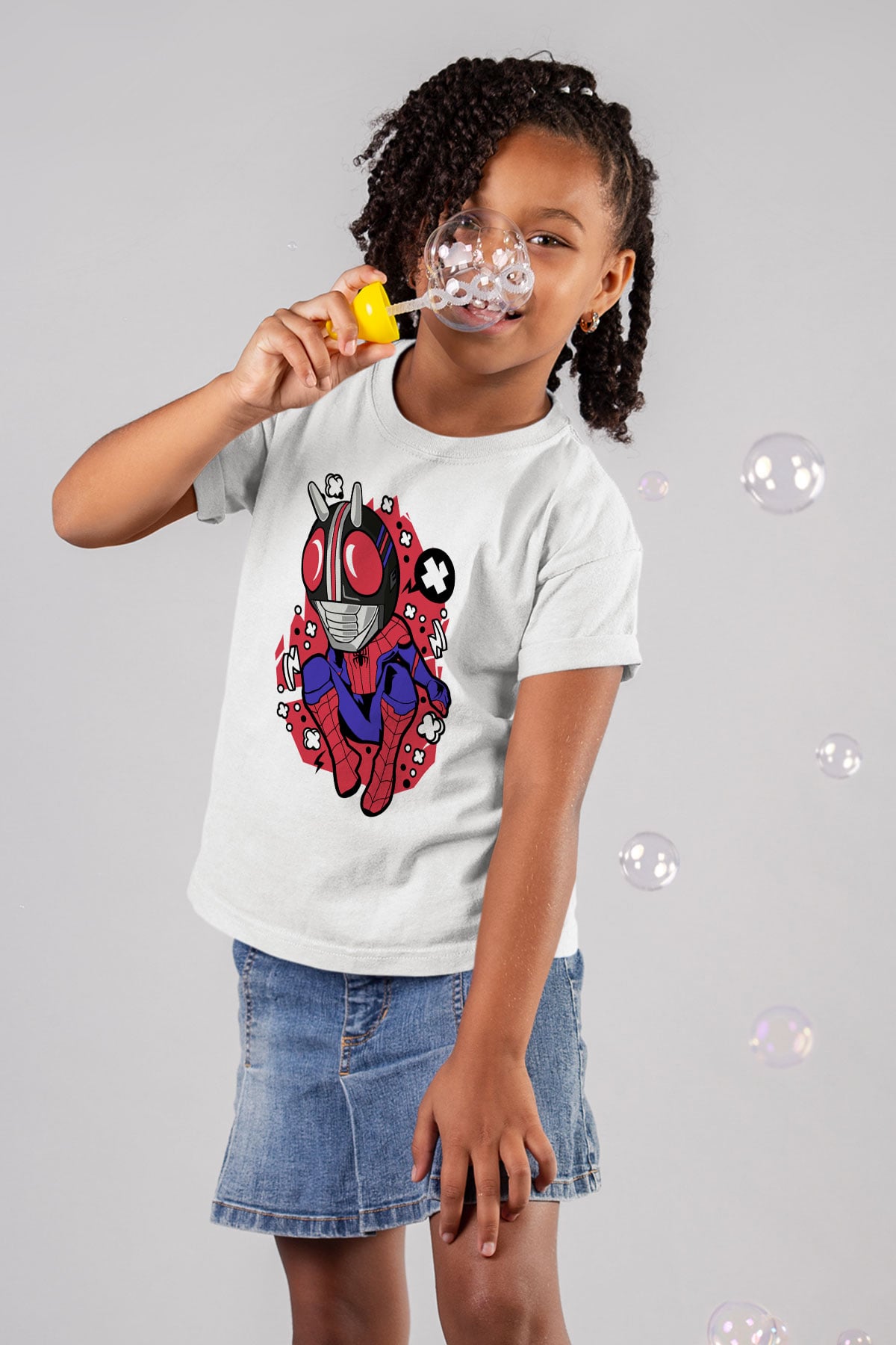 Kamen Spider Baskılı Beyaz Unisex Çocuk Tişört