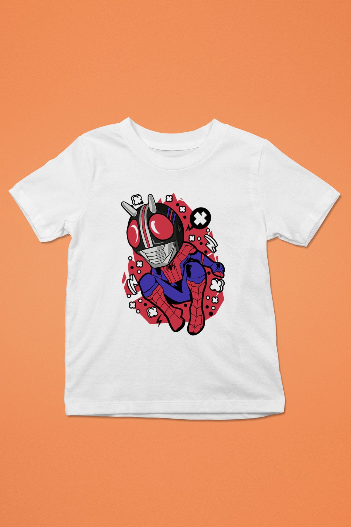 Kamen Spider Baskılı Beyaz Unisex Çocuk Tişört