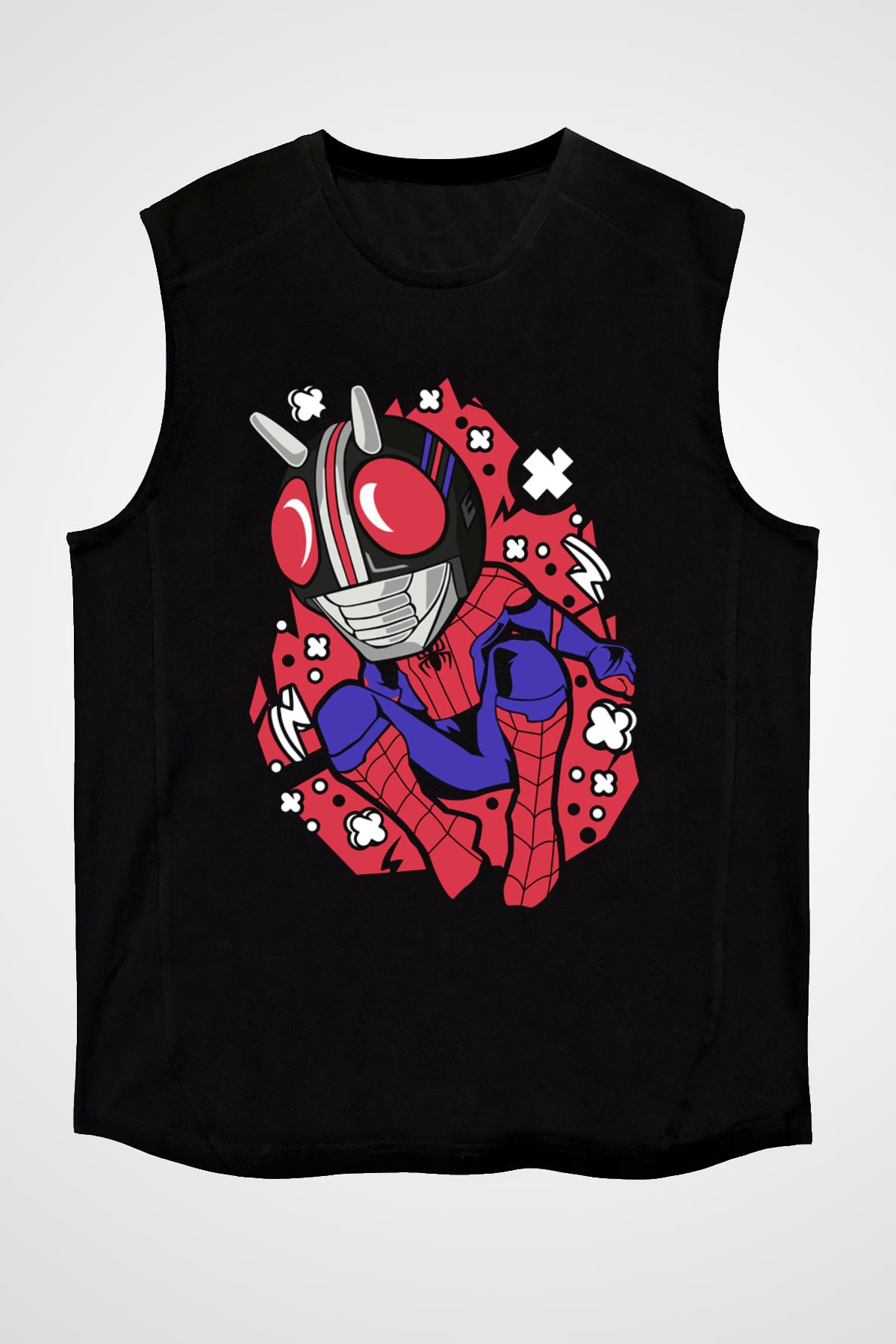 Kamen Spider Baskılı Siyah Unisex Kolsuz Tişört