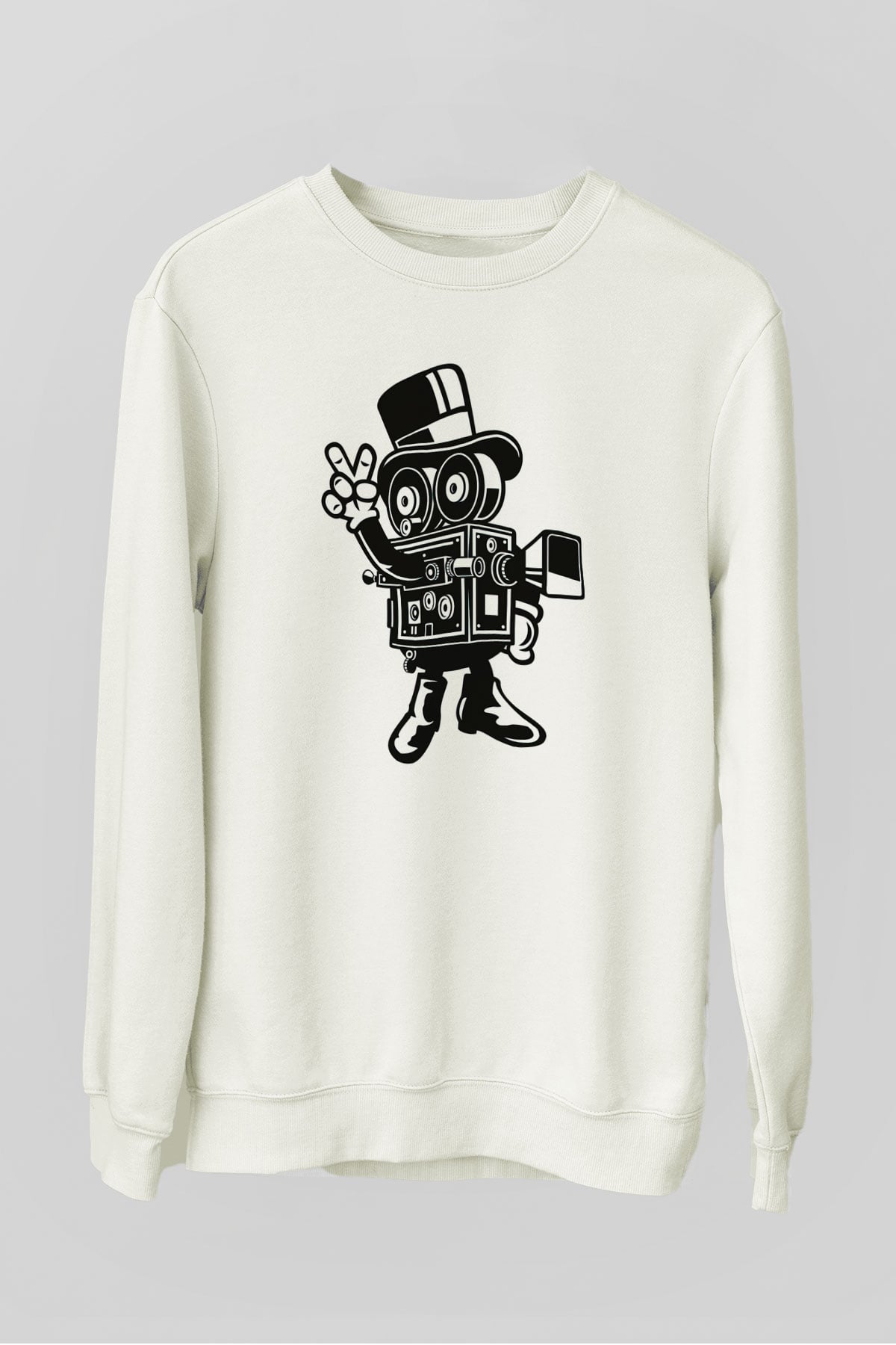 Kameraman Beyaz Unisex Sweatshirt