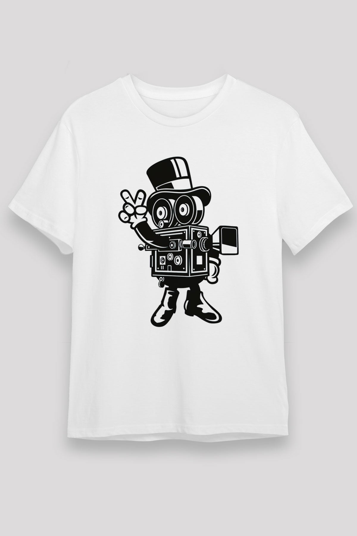 Kameraman Beyaz Unisex Tişört T-Shirt - TişörtFabrikası
