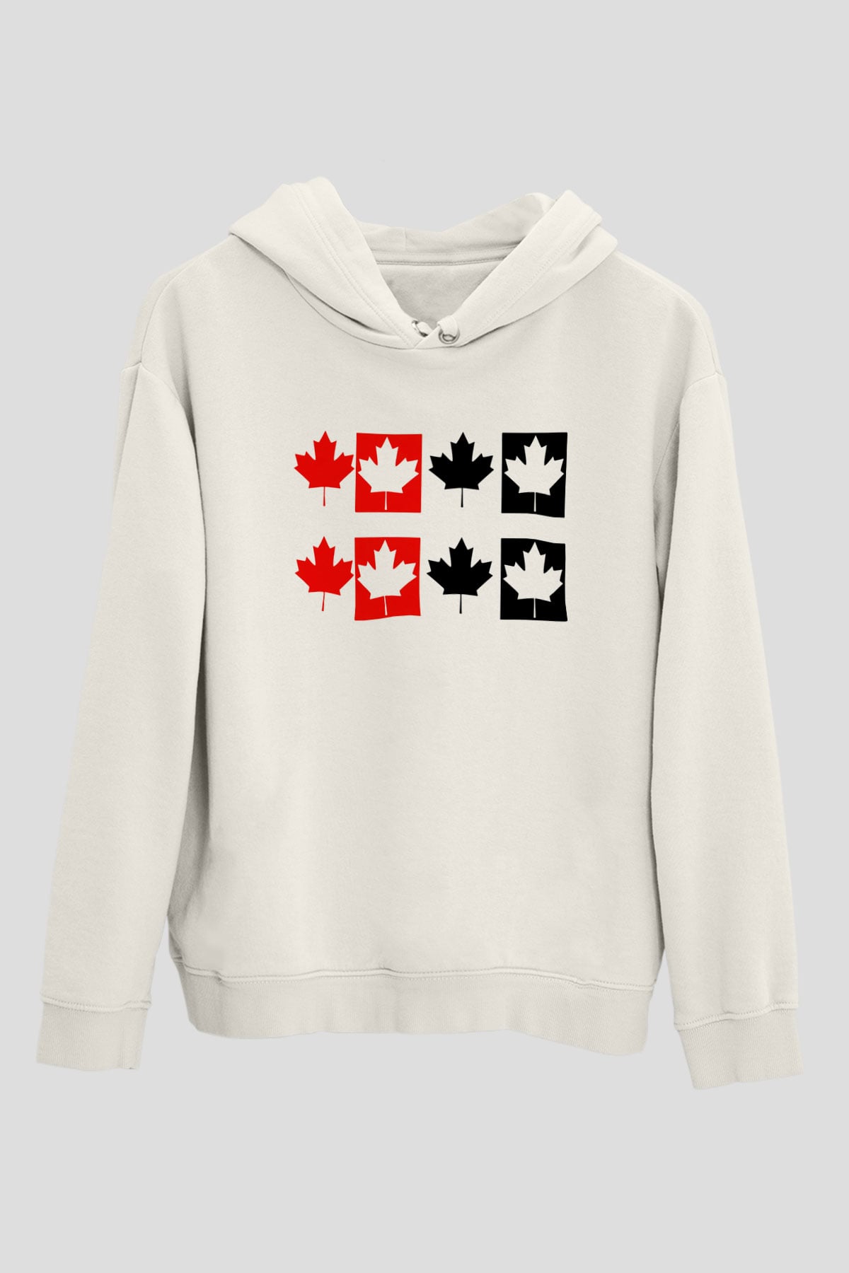 Kanada Beyaz Unisex Kapşonlu Sweatshirt