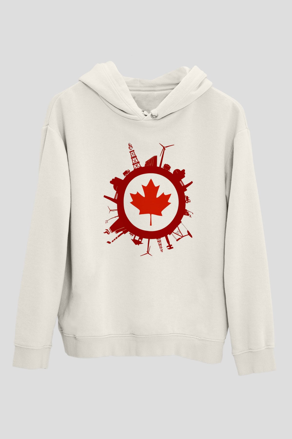Kanada Beyaz Unisex Kapşonlu Sweatshirt