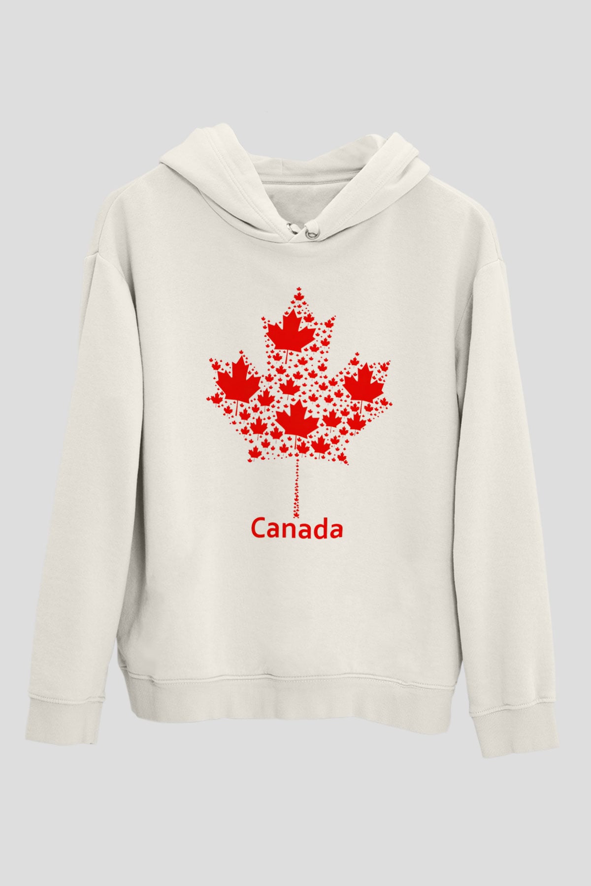 Kanada Beyaz Unisex Kapşonlu Sweatshirt