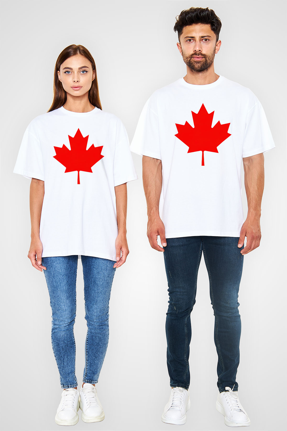 Kanada Beyaz Unisex Oversize Tişört T-Shirt