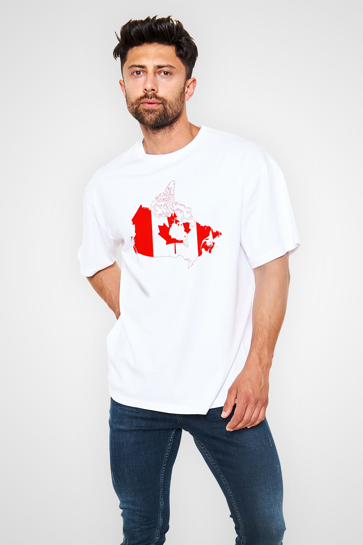 Kanada Beyaz Unisex Oversize Tişört T-Shirt