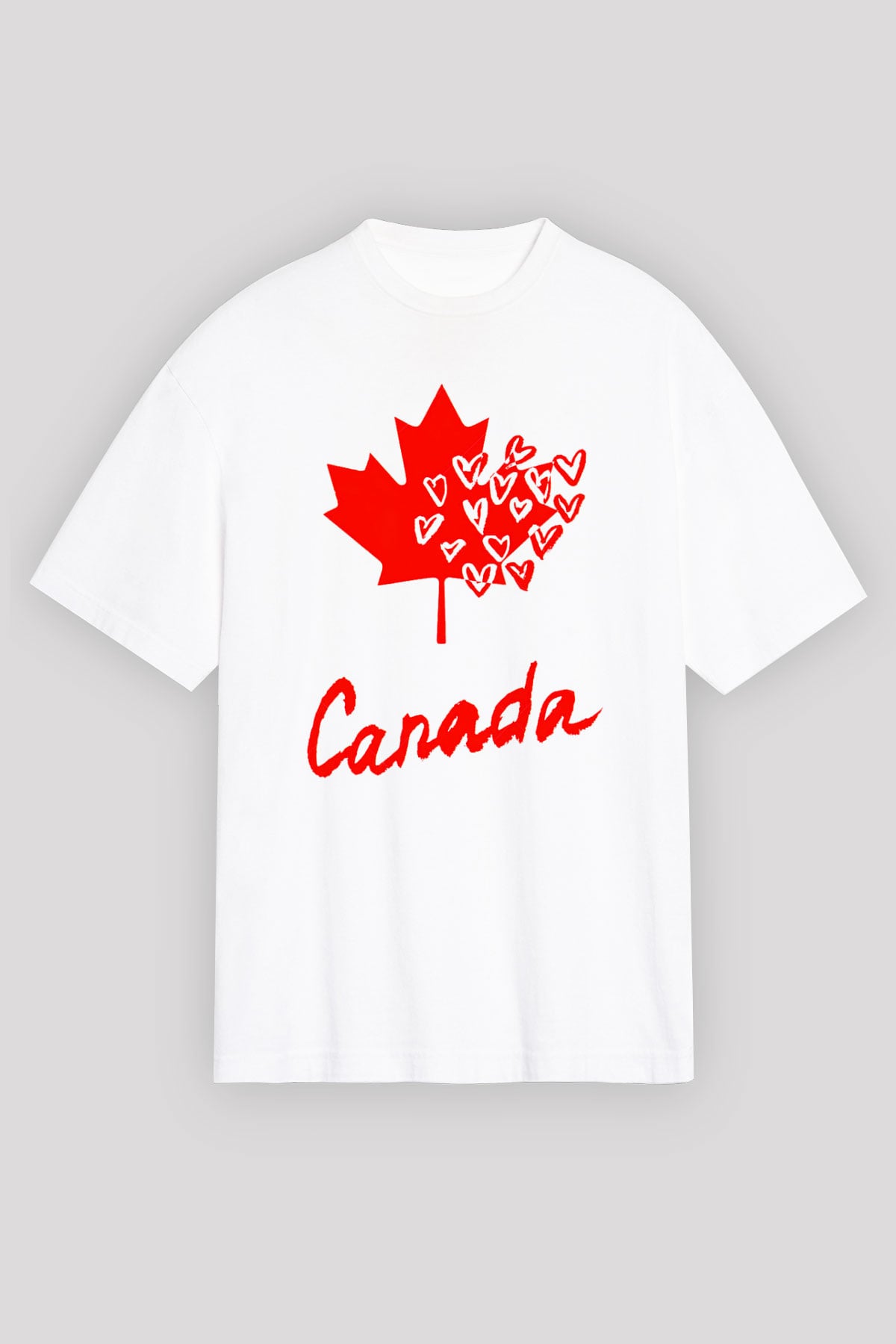 Kanada Beyaz Unisex Oversize Tişört T-Shirt