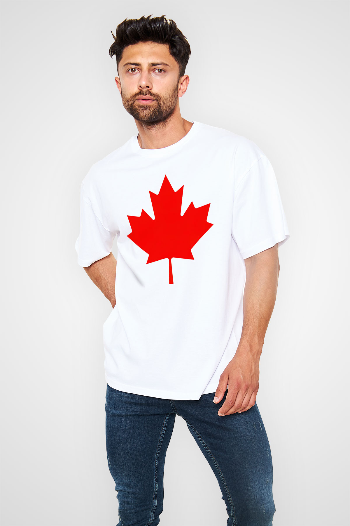 Kanada Beyaz Unisex Oversize Tişört T-Shirt