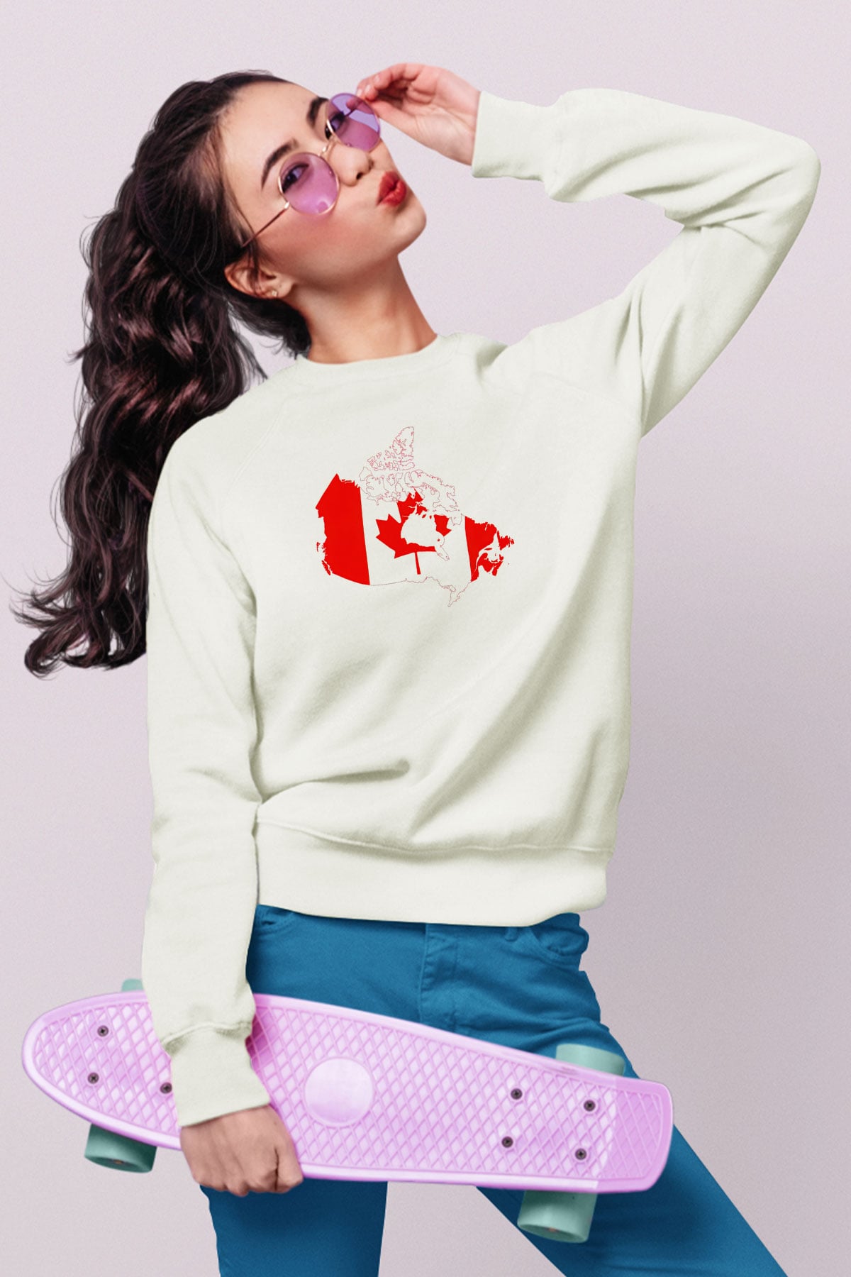 Kanada Beyaz Unisex Sweatshirt