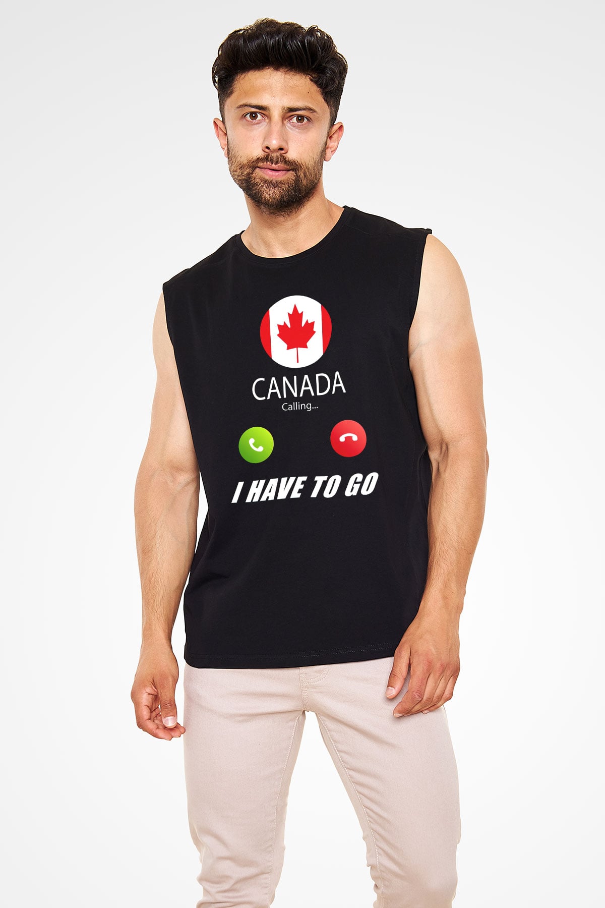 Kanada Siyah Unisex Kolsuz Tişört