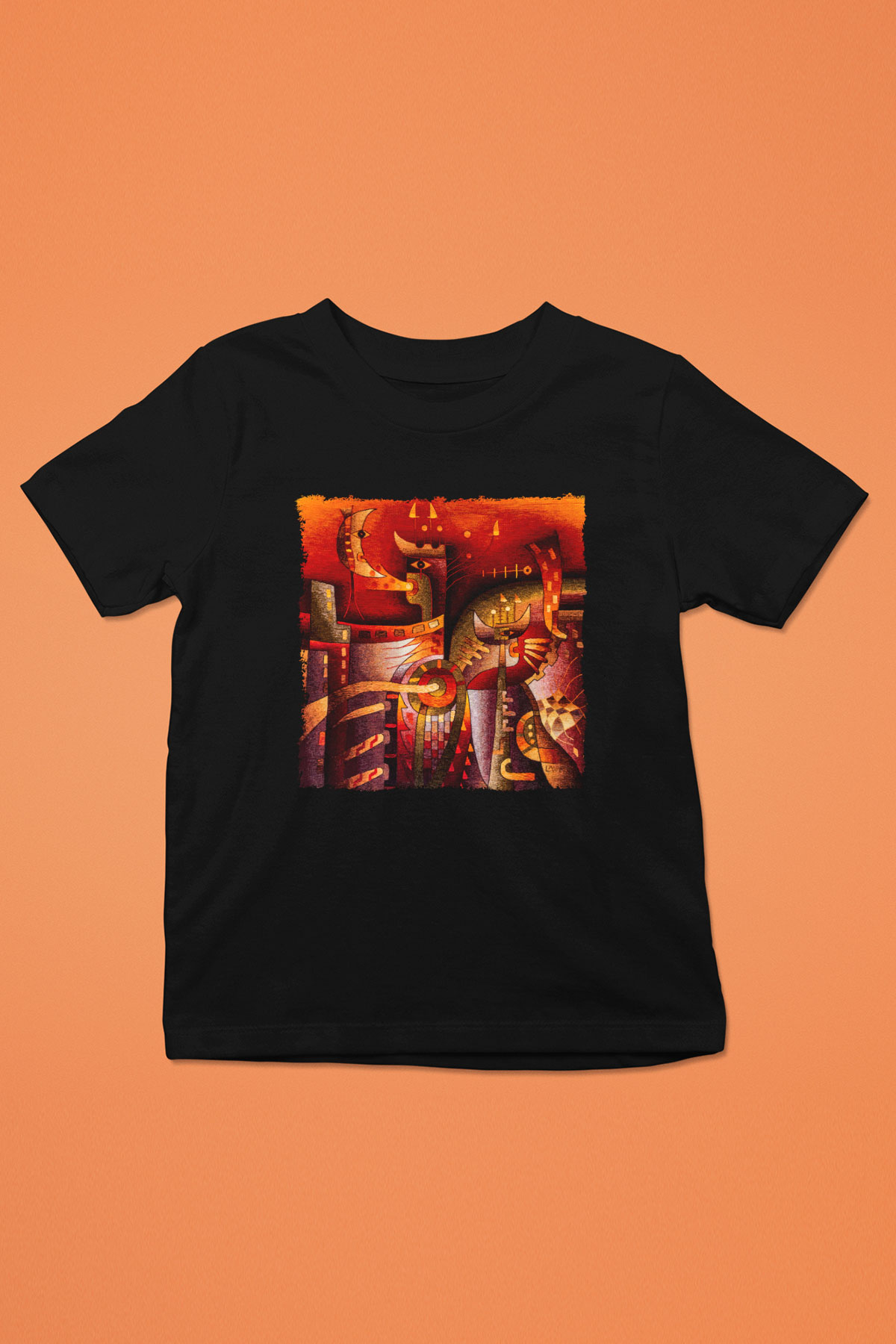 Kanaviçe Siyah Unisex Çocuk Tişört