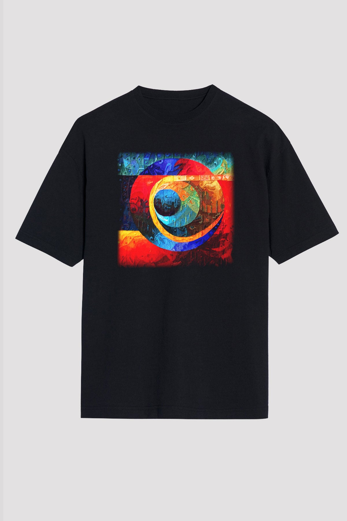 Kanaviçe Siyah Unisex Oversize Tişört T-Shirt