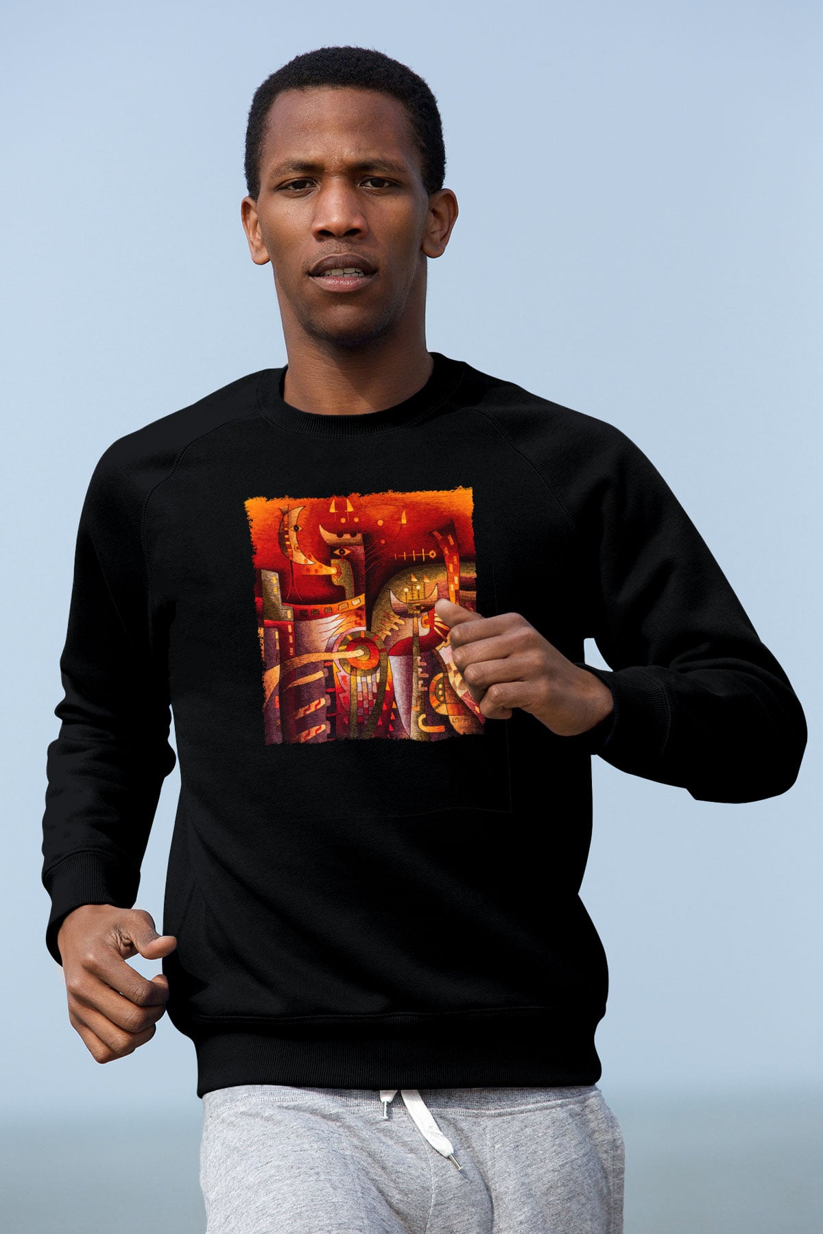 Kanaviçe Siyah Unisex Sweatshirt