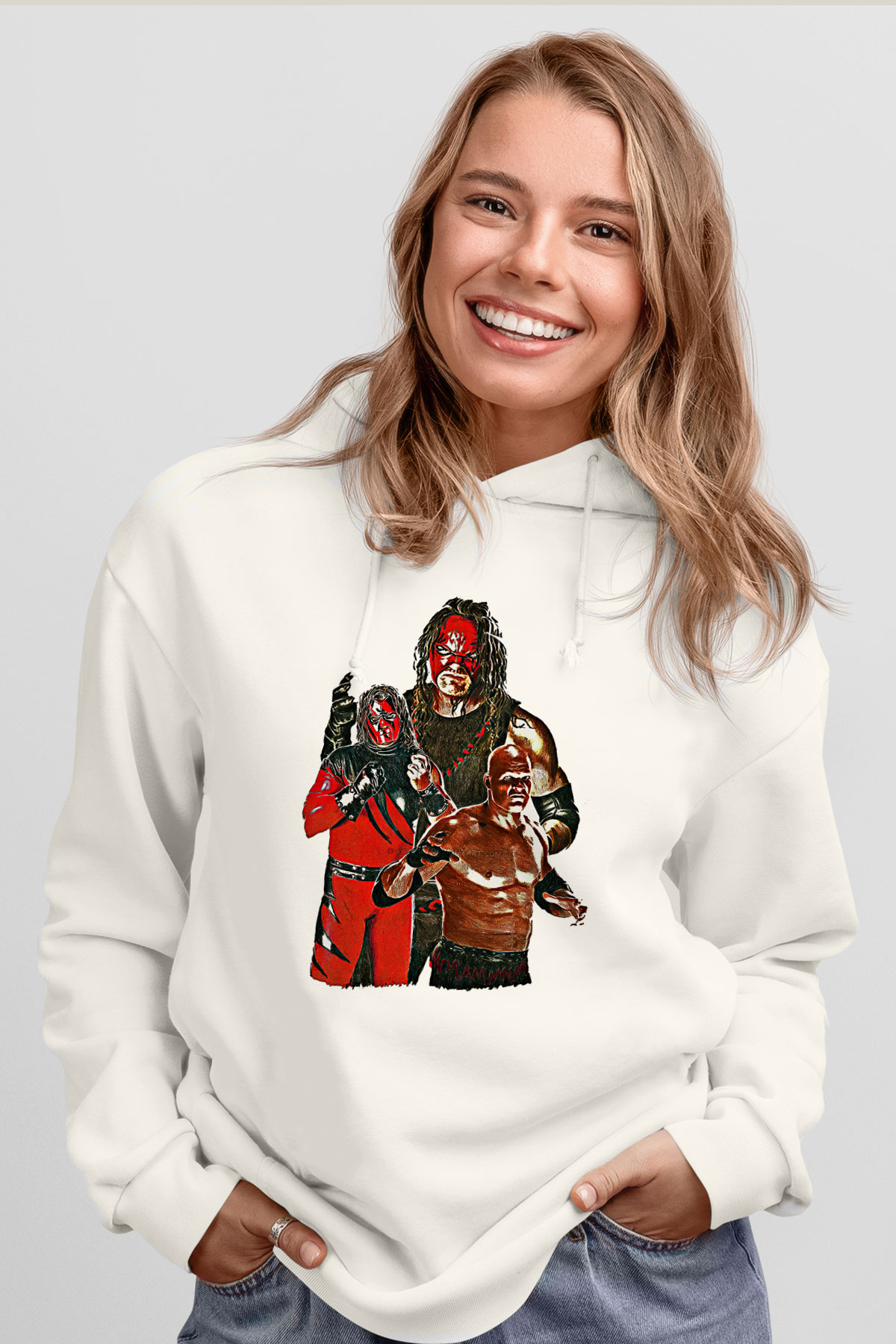 Kane Baskılı Beyaz Unisex Hoodie
