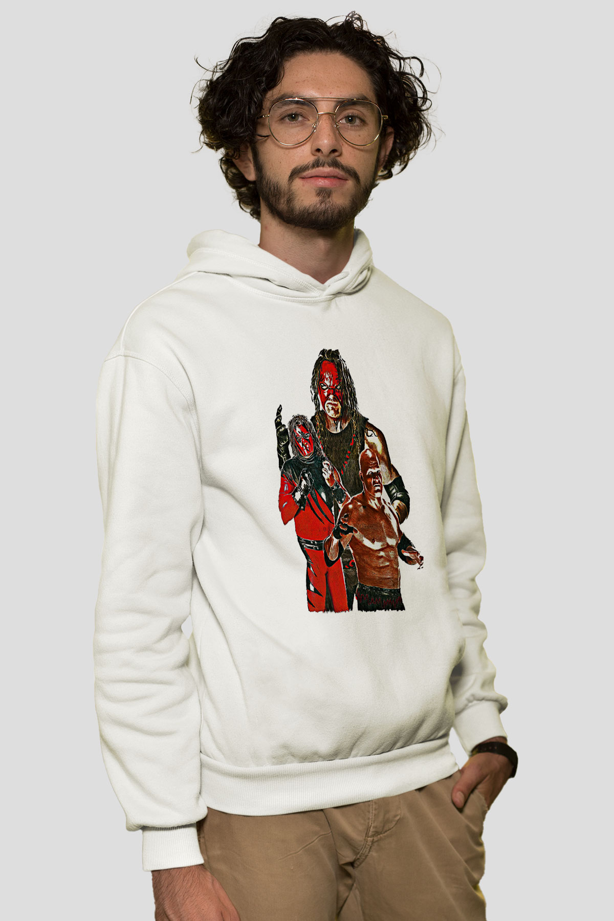 Kane Baskılı Beyaz Unisex Hoodie